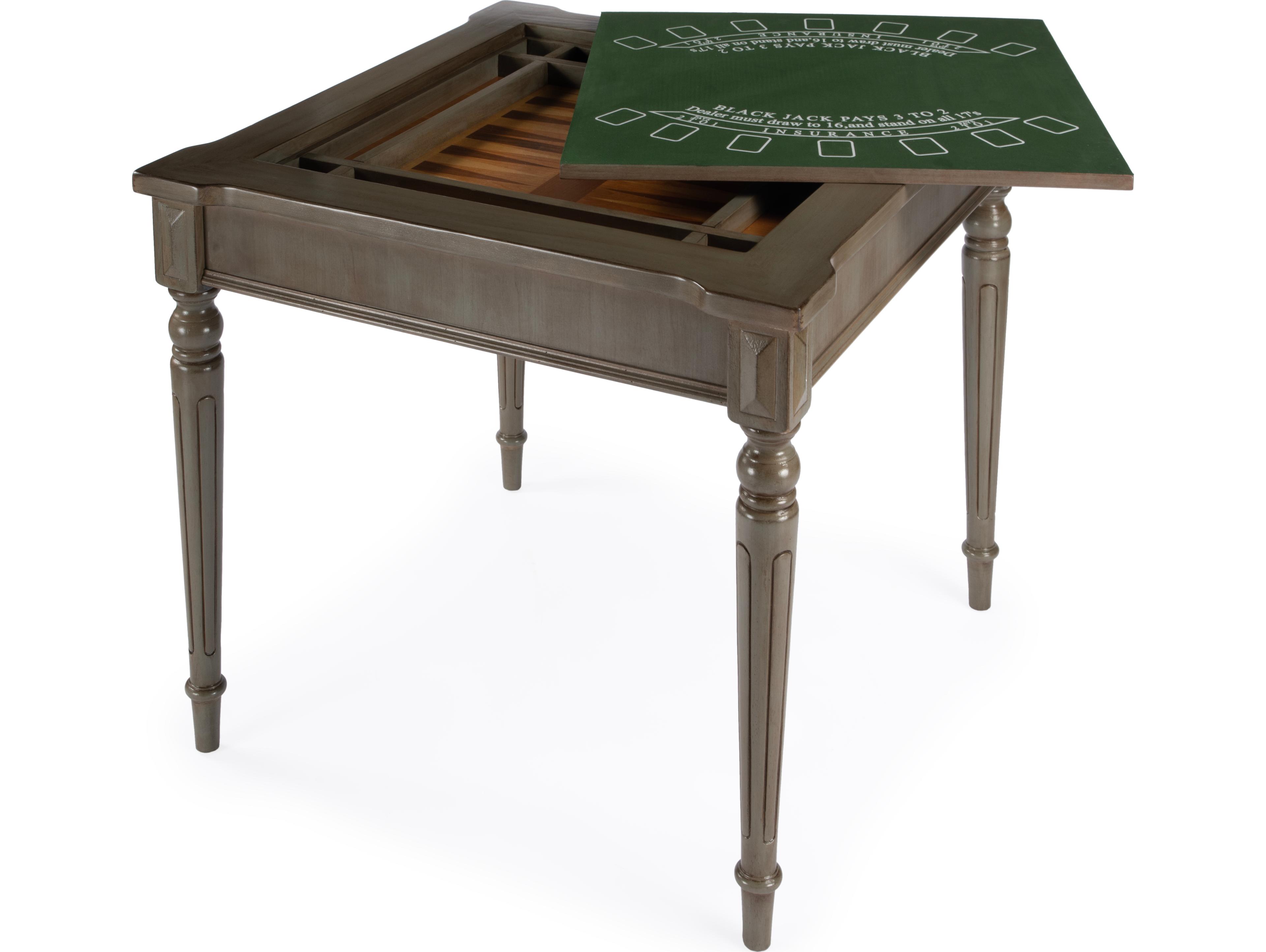 Butler Vincent Gray Rubberwood Silver Satin Game Table