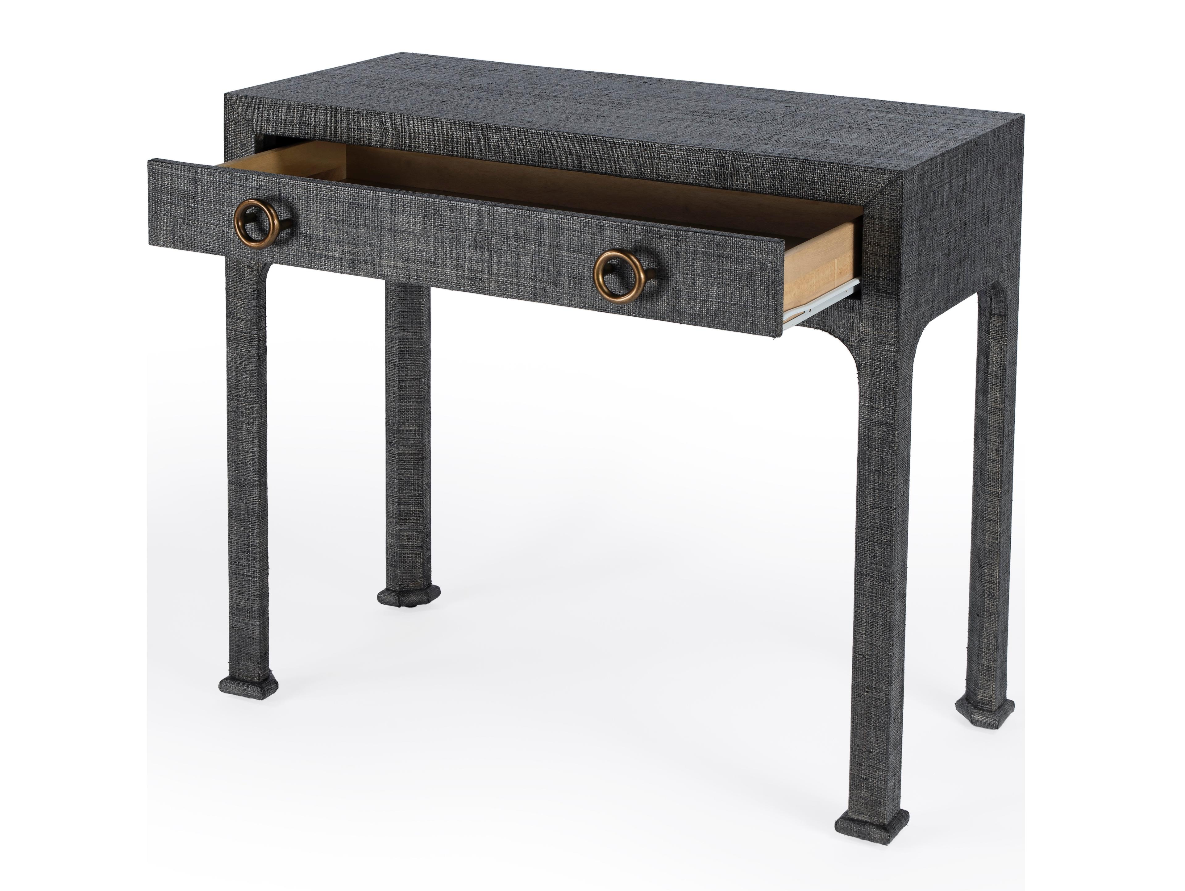 Butler Chatham Rectangular Rattan Charcoal Raffia Console Table