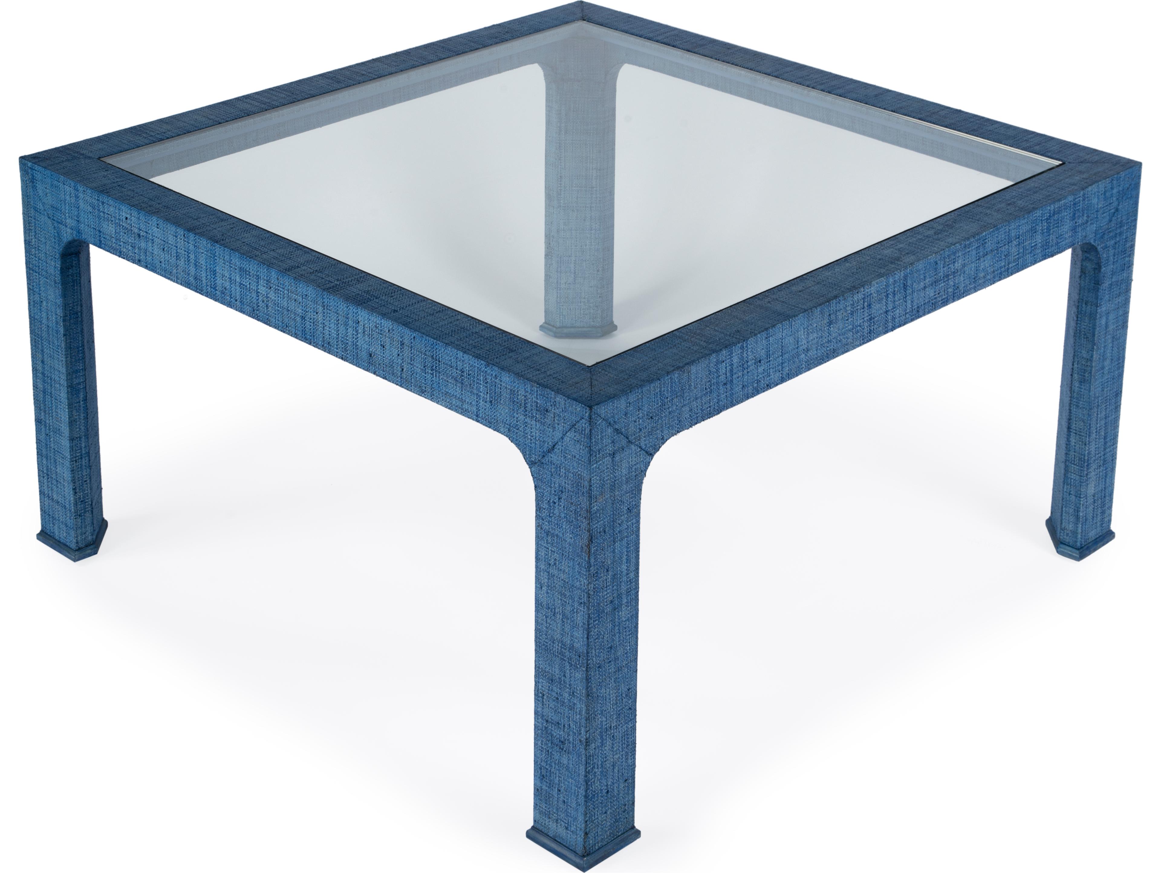 Butler Chatham Square Glass Blue Raffia Coffee Table