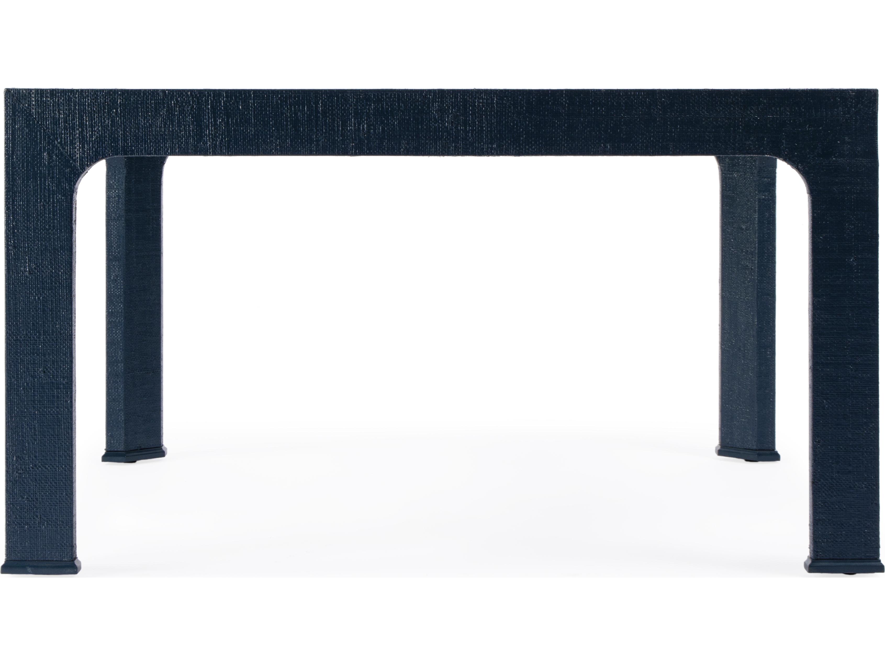 Butler Chatham Square Glass Navy Raffia Coffee Table