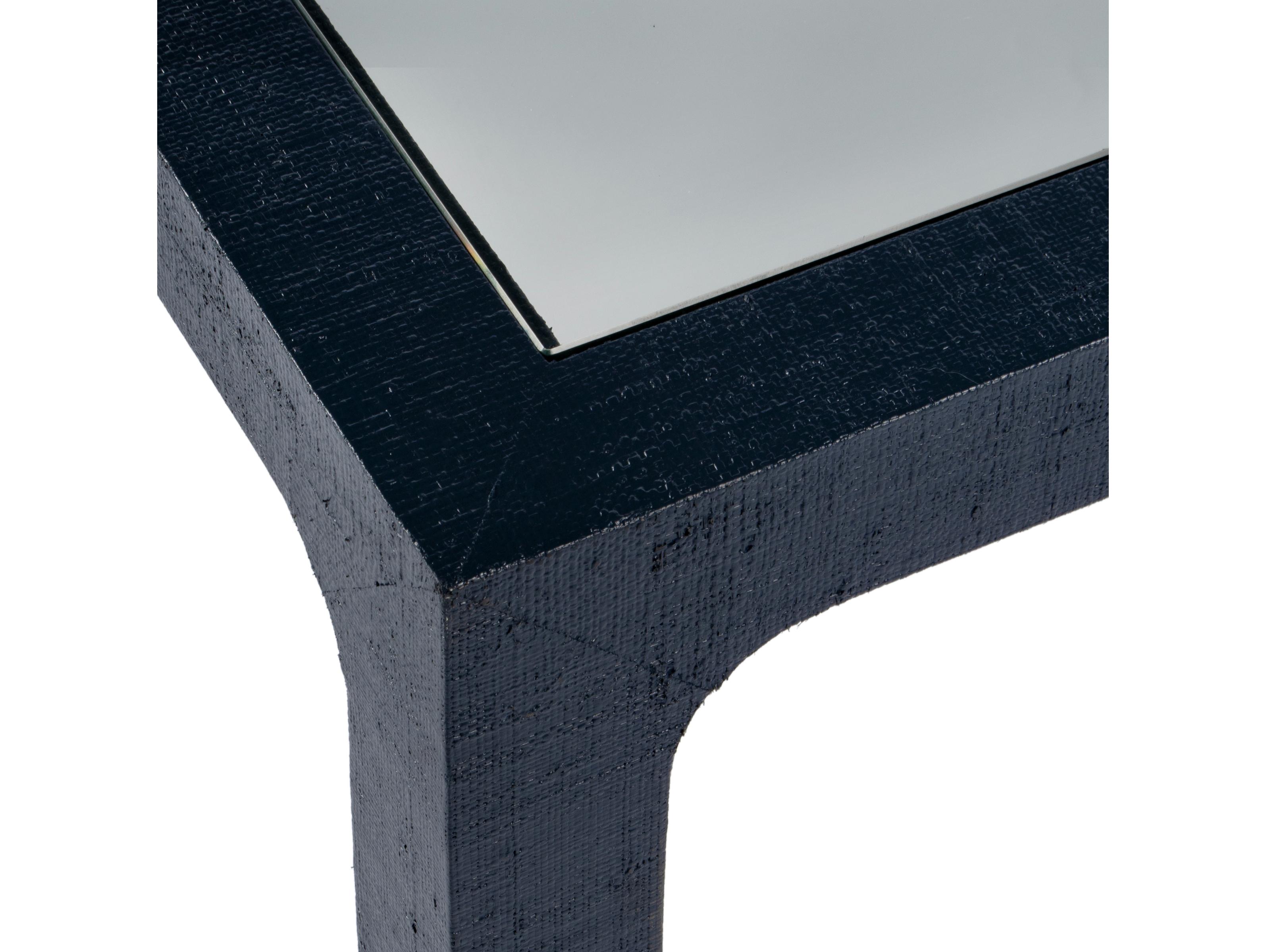 Butler Chatham Square Glass Navy Raffia Coffee Table