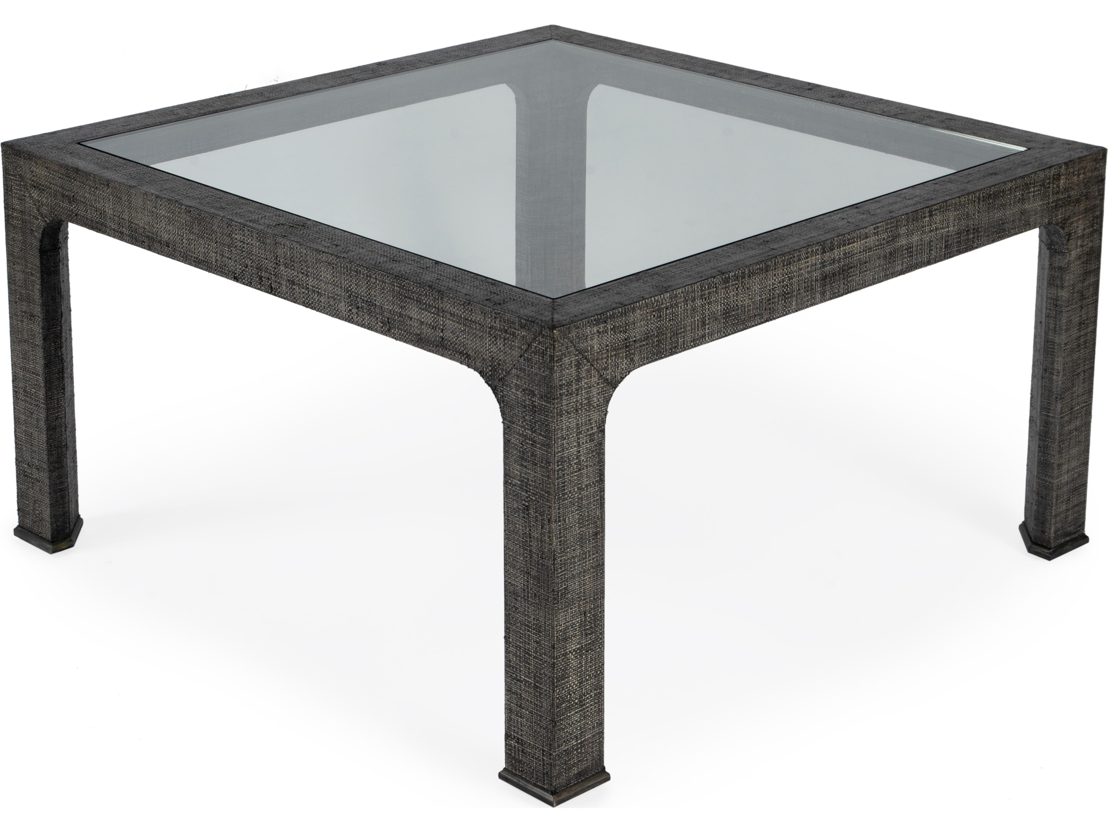 Butler Chatham Square Glass Charcoal Raffia Coffee Table