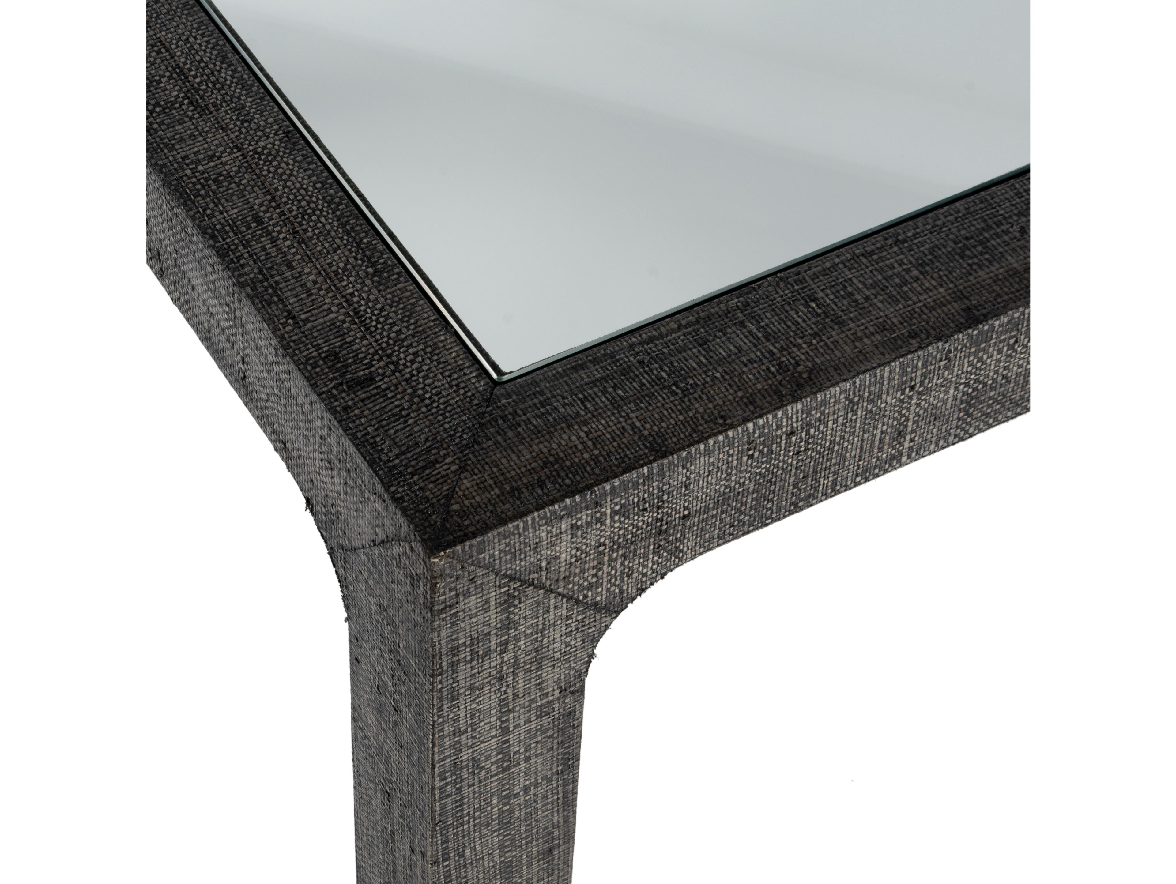 Butler Chatham Square Glass Charcoal Raffia Coffee Table