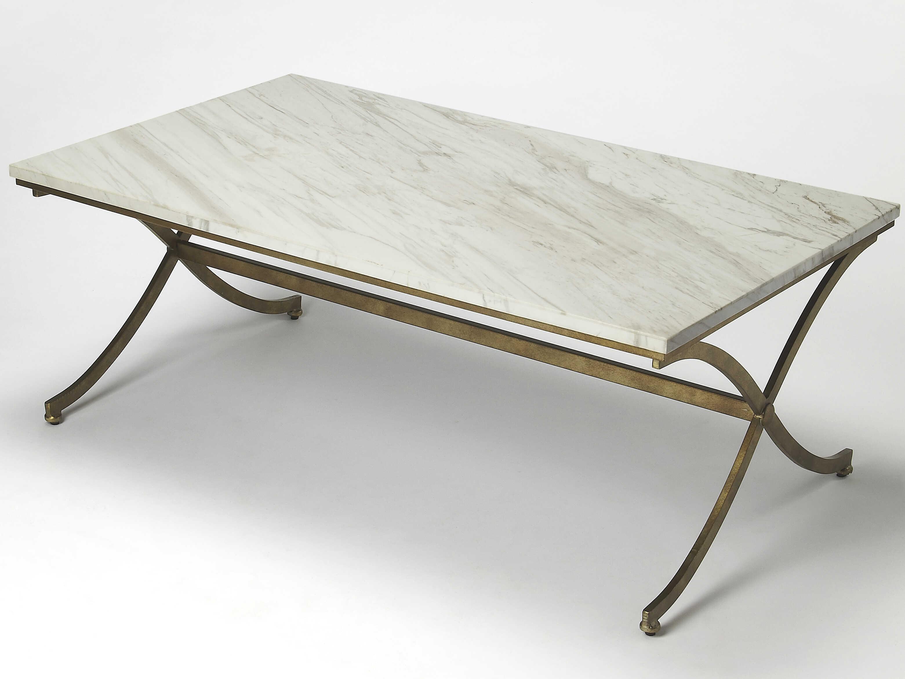 Butler Pamina Rectangular Marble Antique Gold Coffee Table