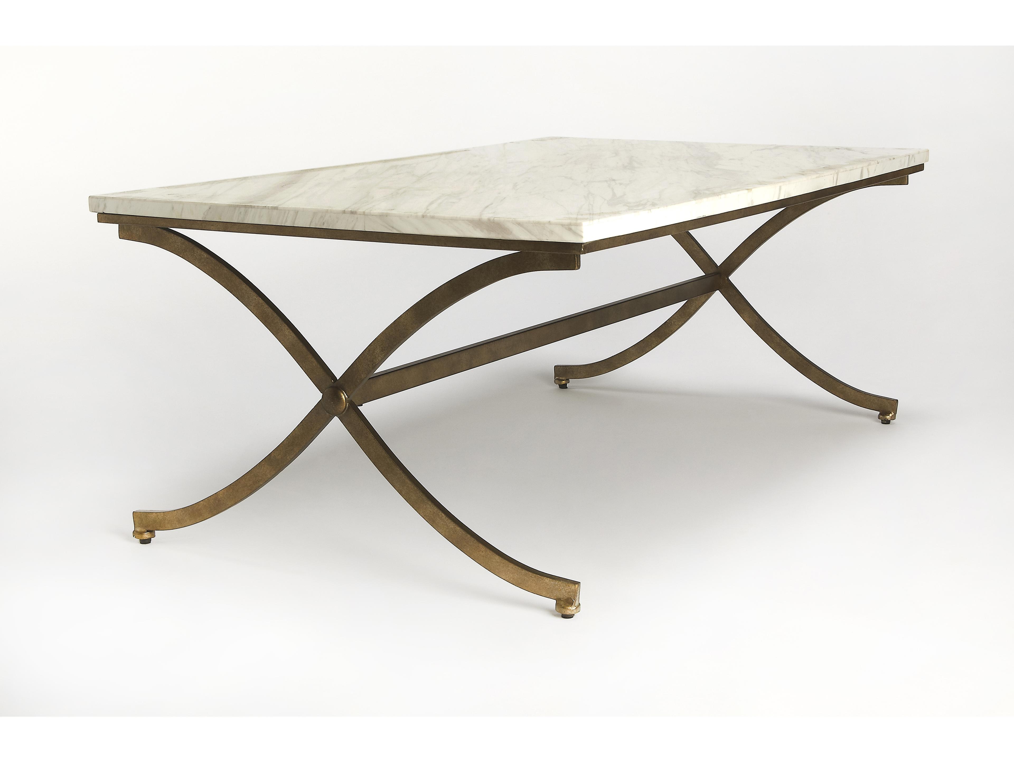 Butler Pamina Rectangular Marble Antique Gold Coffee Table