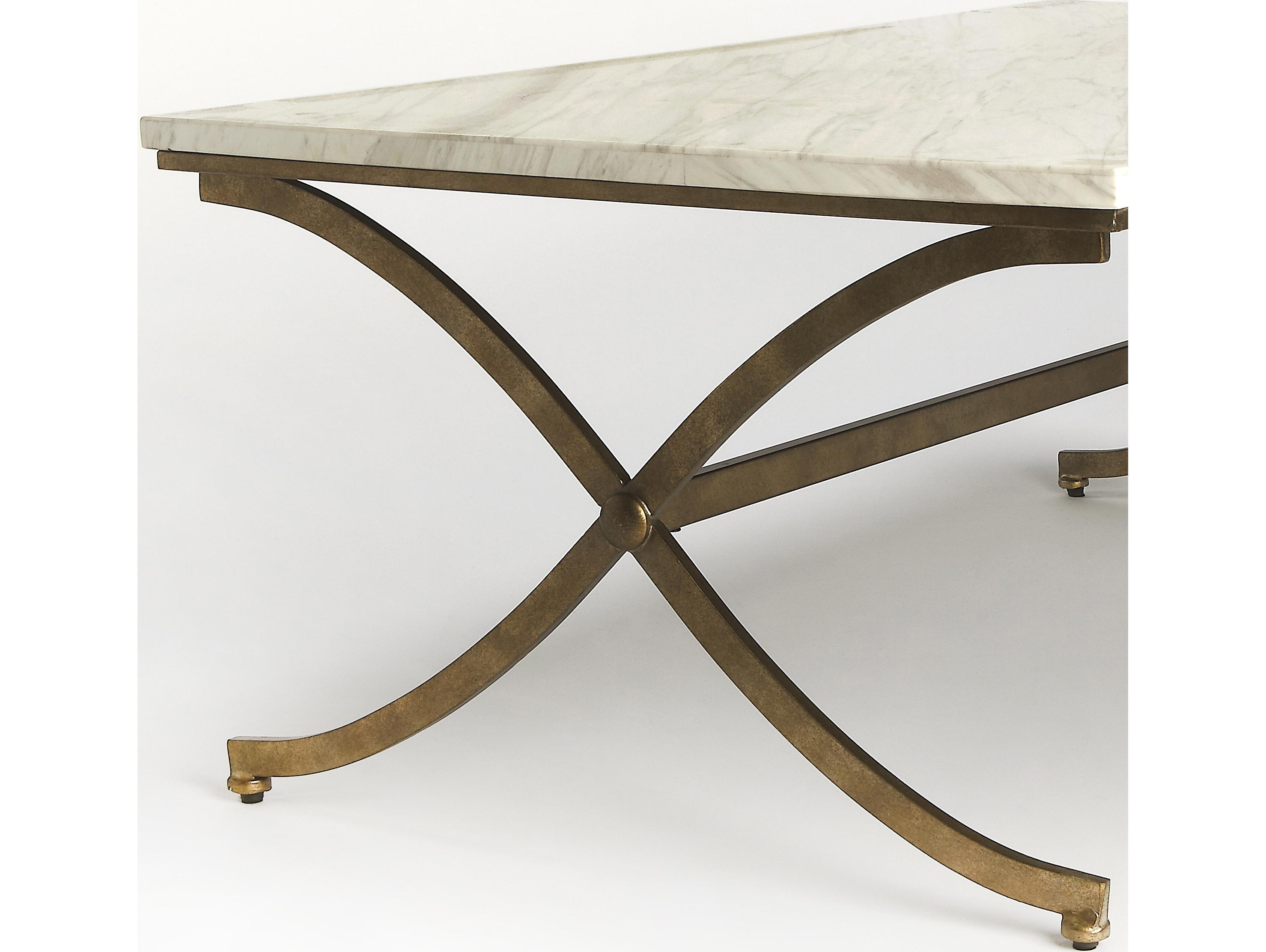 Butler Pamina Rectangular Marble Antique Gold Coffee Table