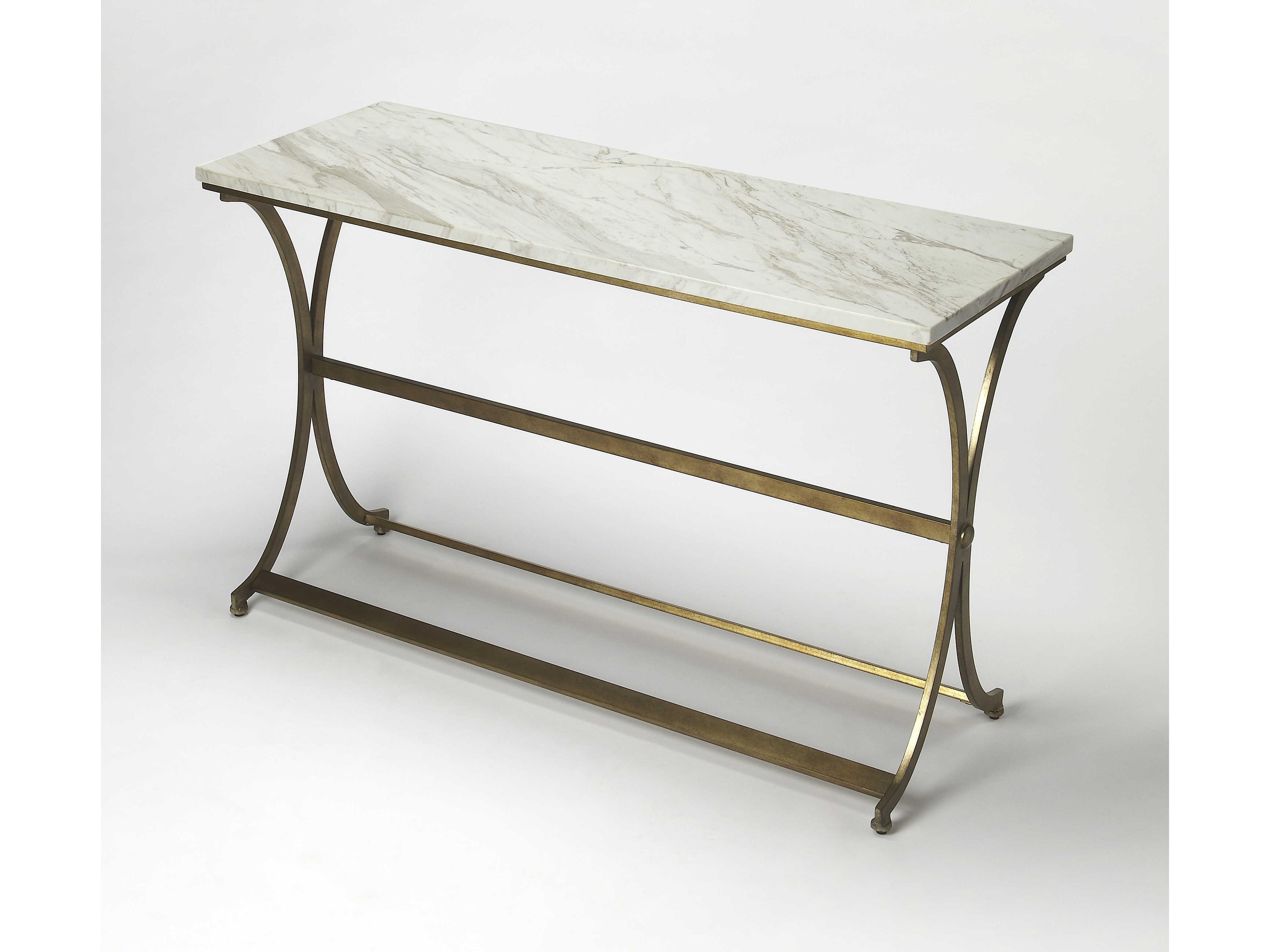 Butler Pamina Rectangular Marble Gold Console Table