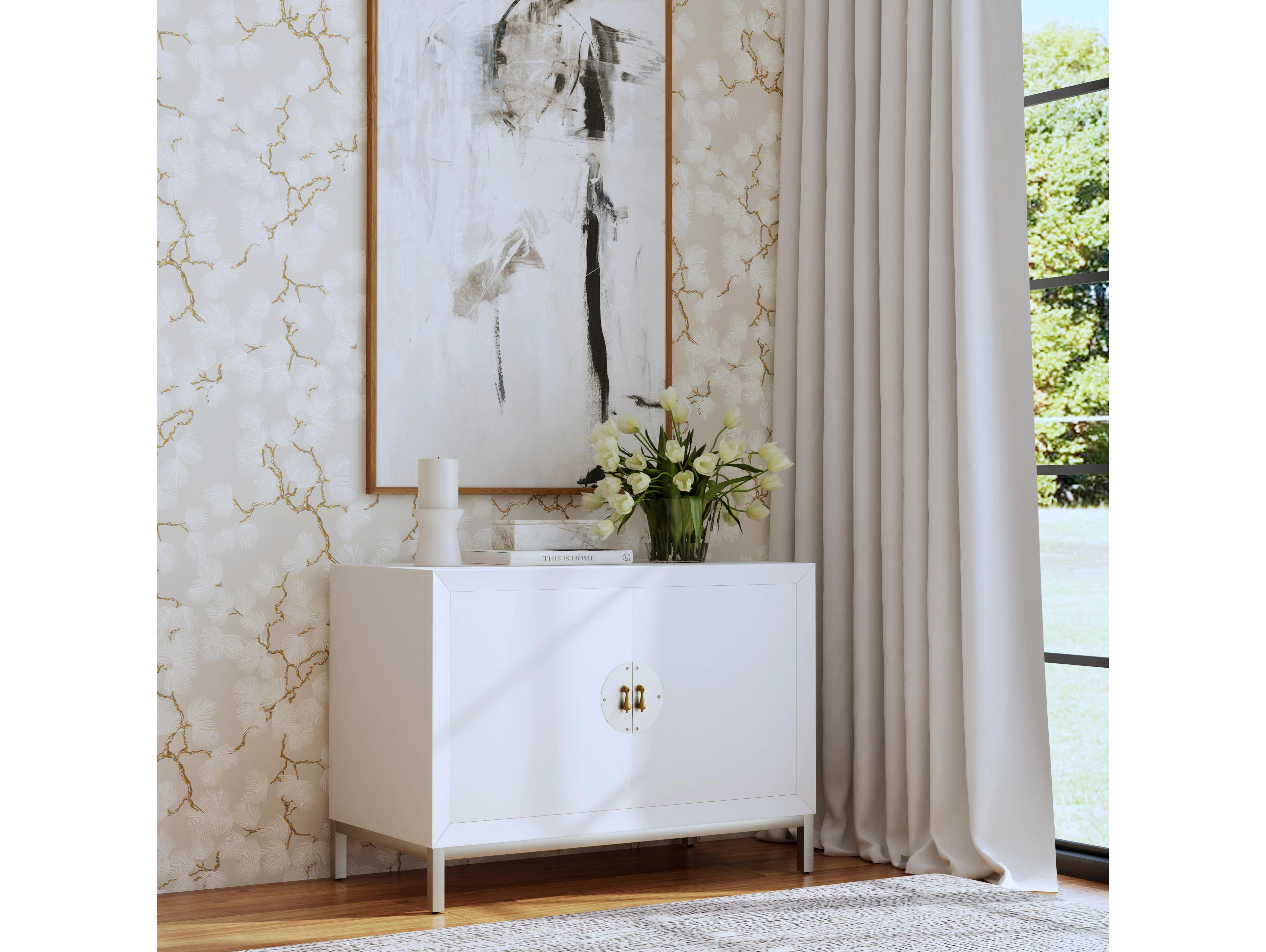 Butler Langer Cottage White Mahogany Wood Accent Cabinet