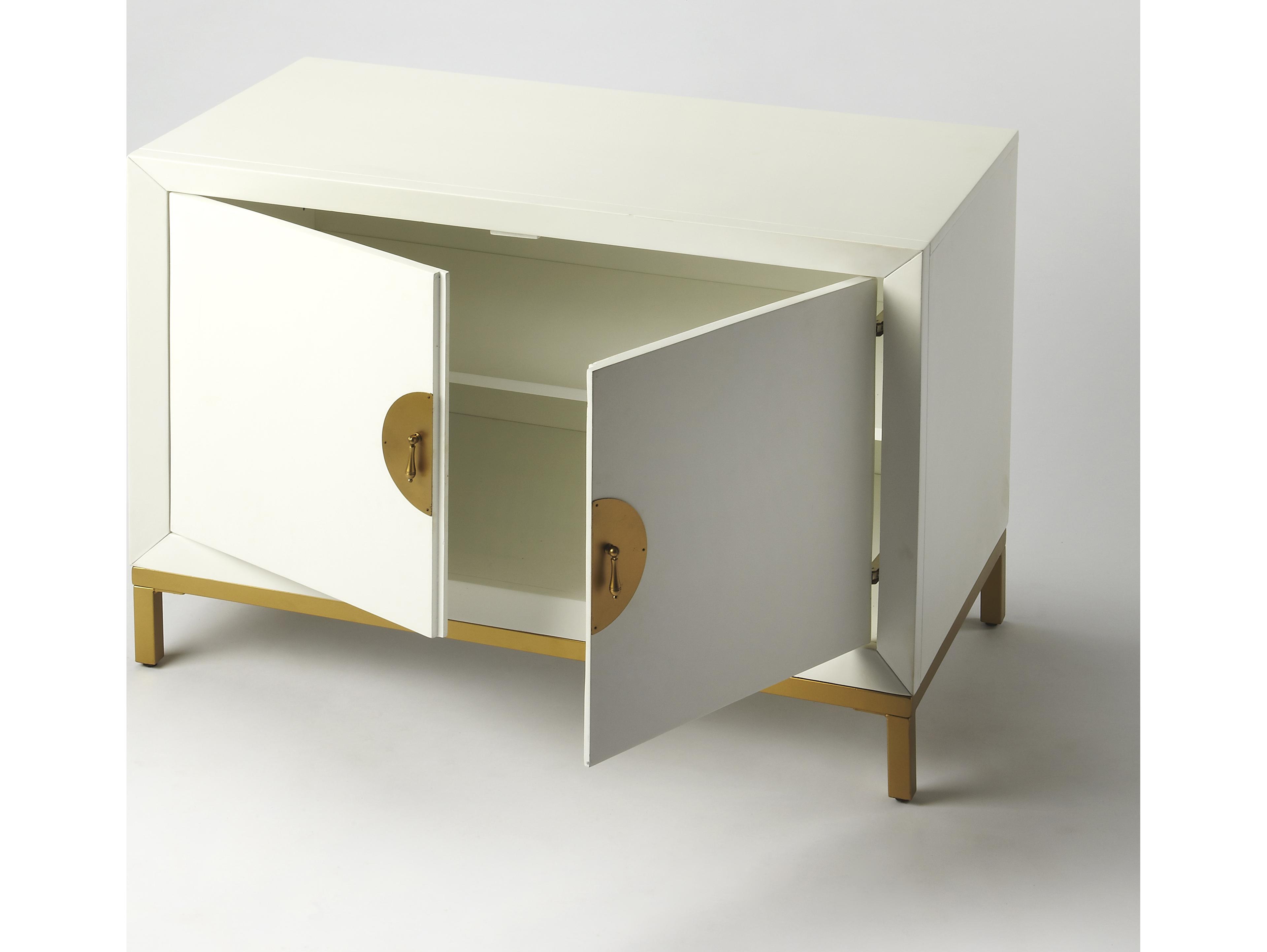 Butler Langer Cottage White Mahogany Wood Accent Cabinet