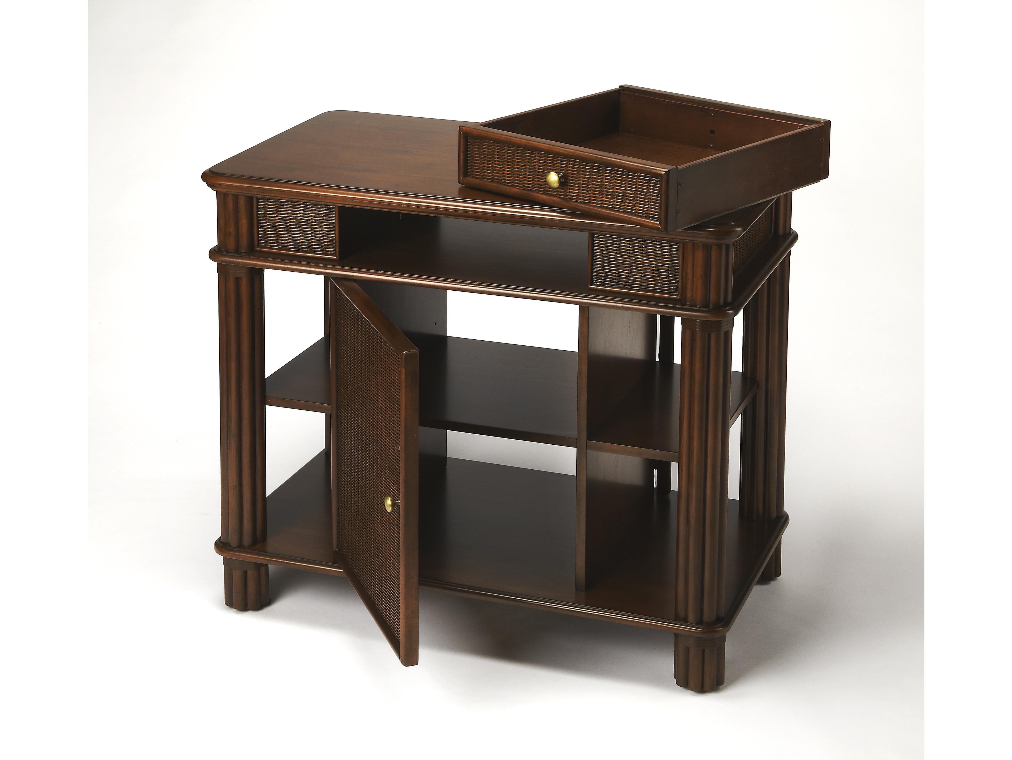 Butler Falmouth 41" Mahogany Wood Chestnut Rattan Kitchen Island