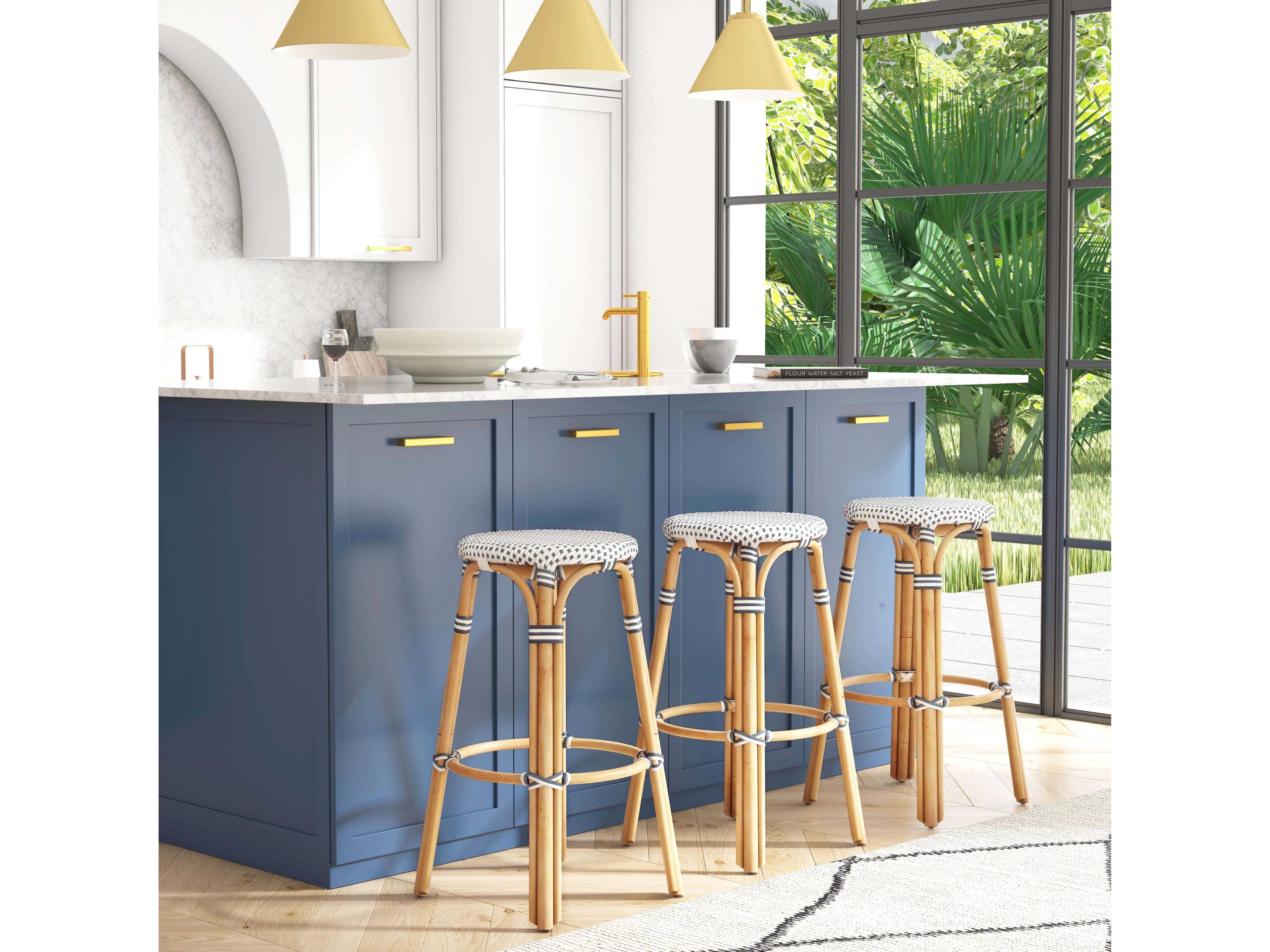 Butler Tobias White Navy Dot Bar Stool