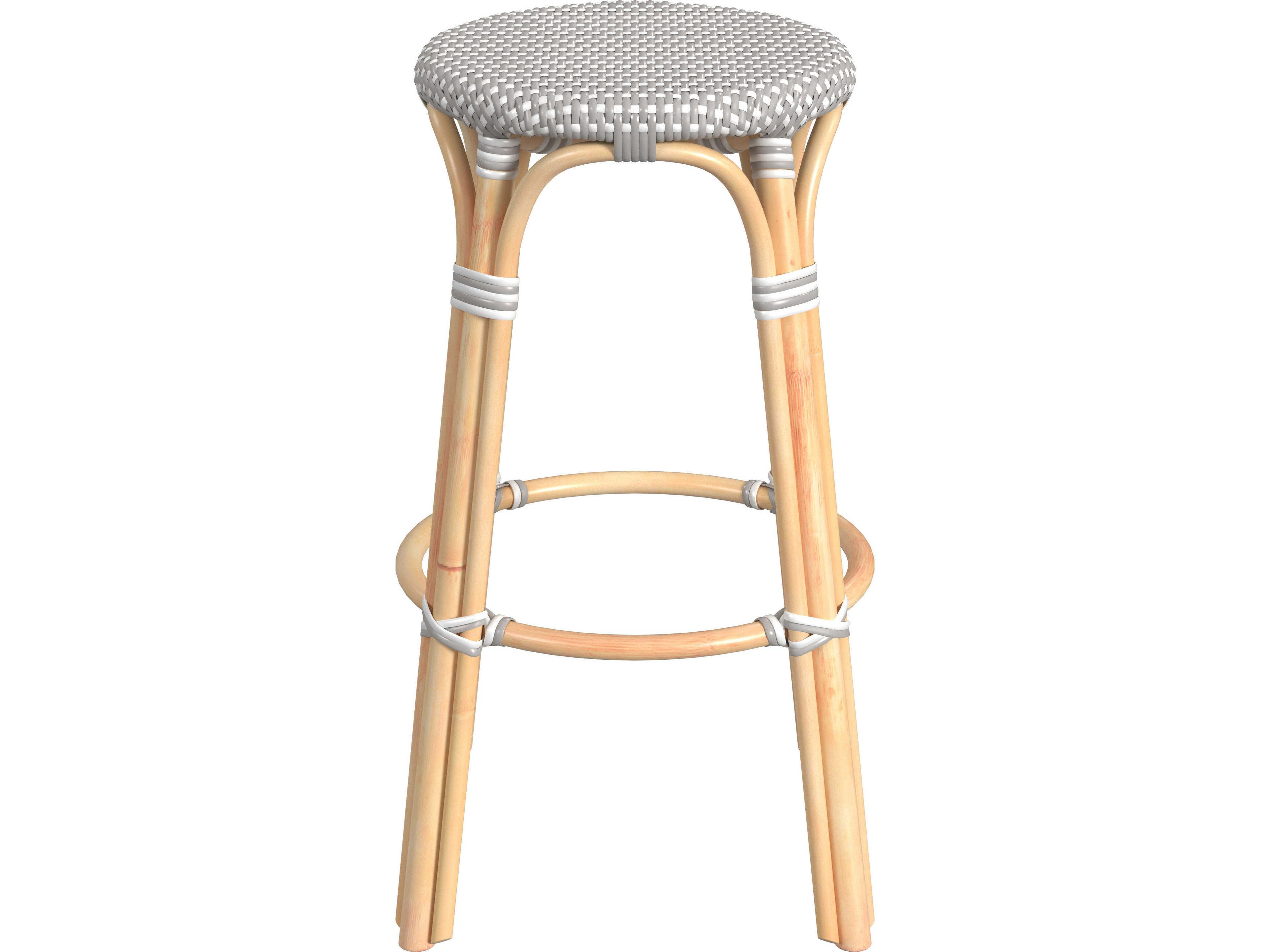 Butler Tobias Gray White Dot Rattan Bar Stool