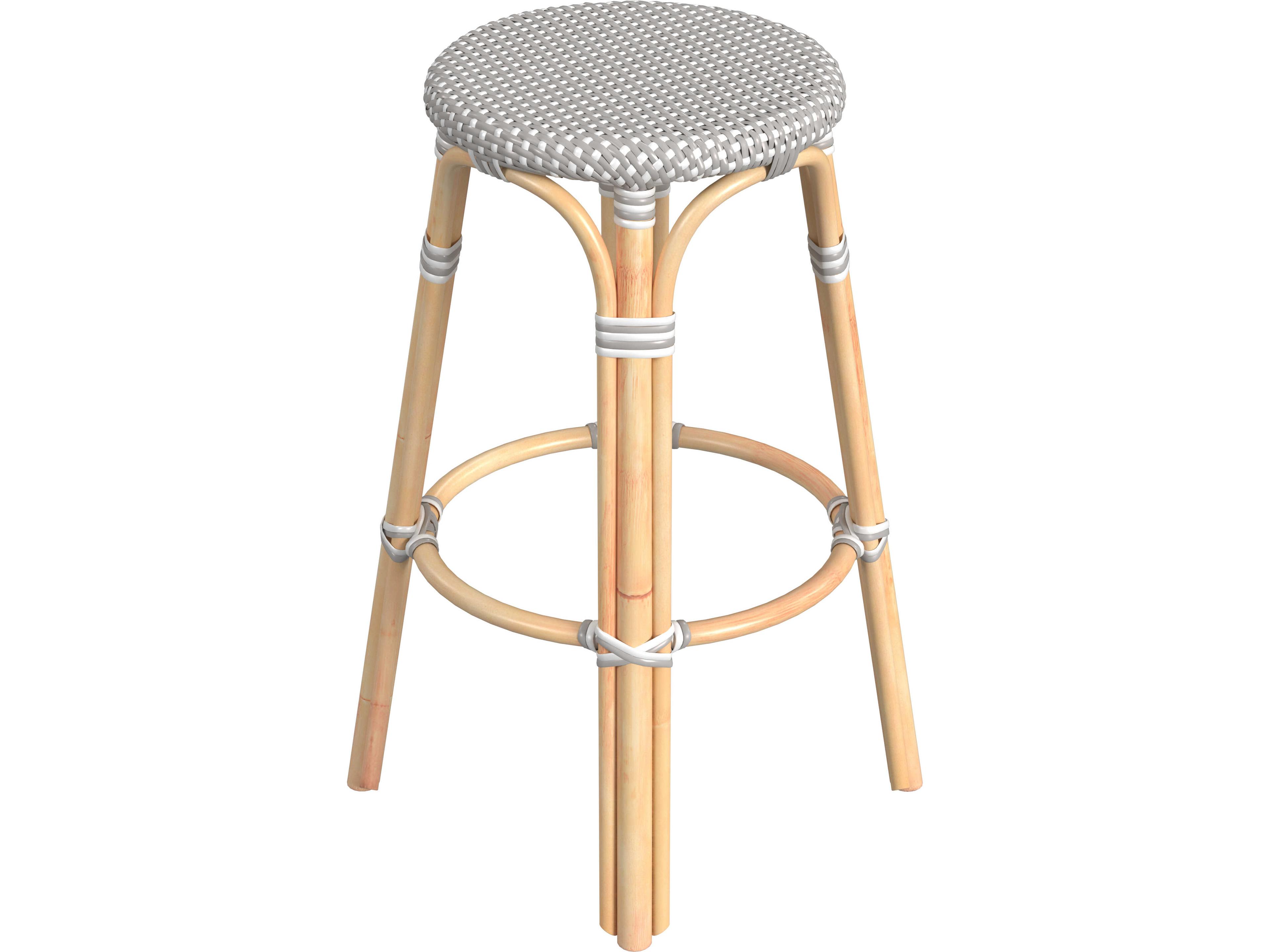 Butler Tobias Gray White Dot Rattan Bar Stool