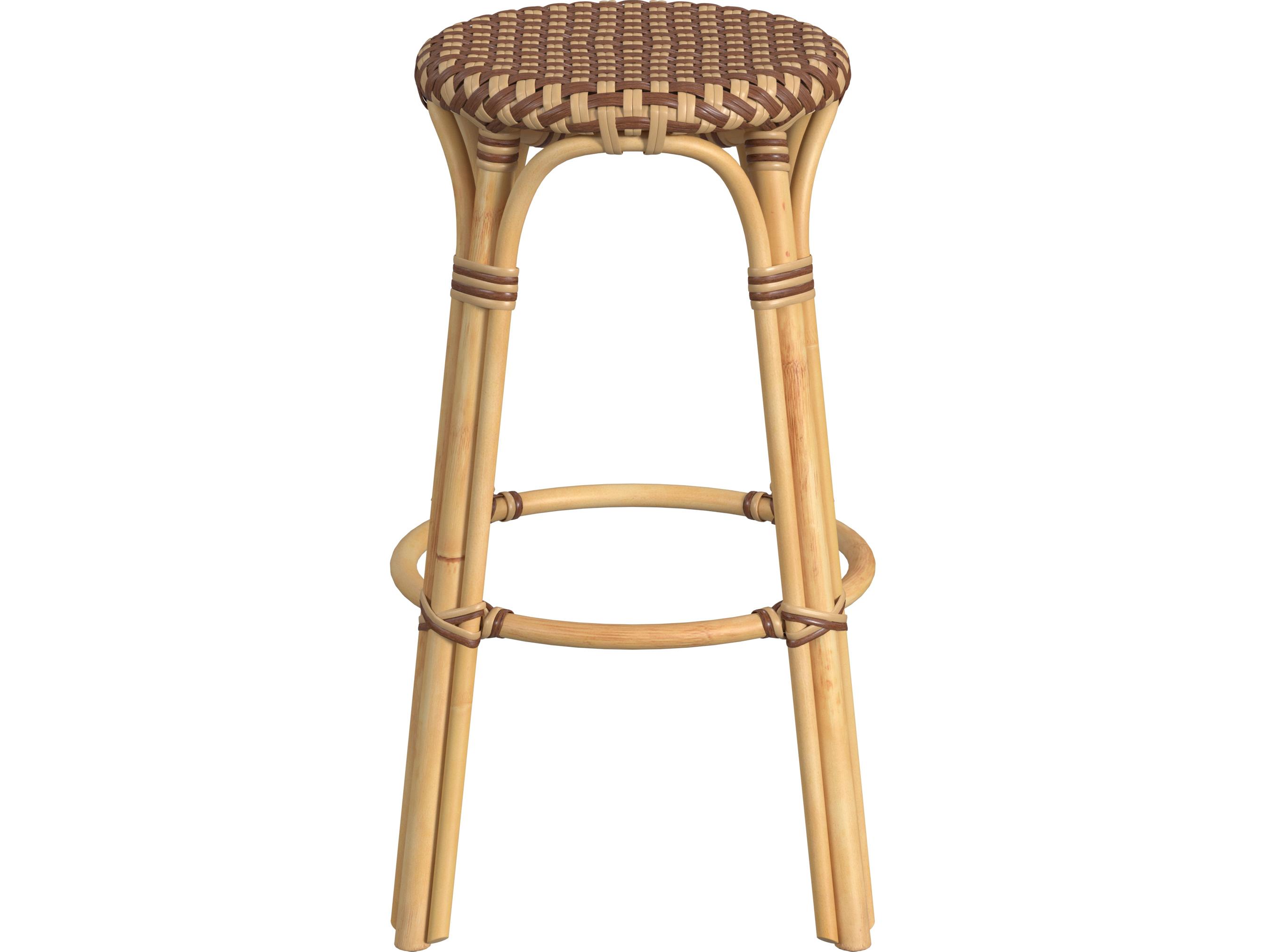 Butler Tobias Brown tan Dot Natural Rattan Frame Bar Stool