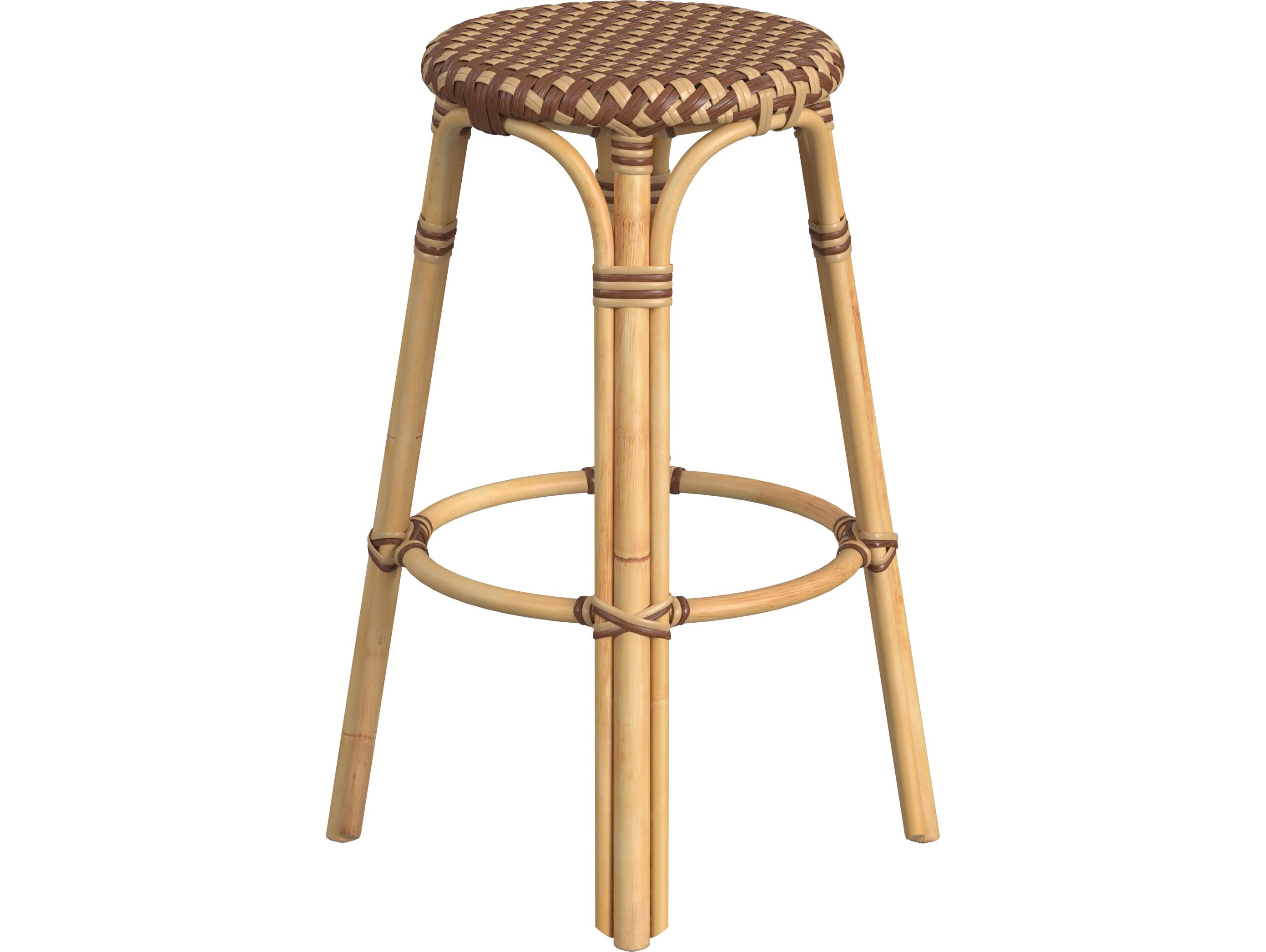 Butler Tobias Brown tan Dot Natural Rattan Frame Bar Stool