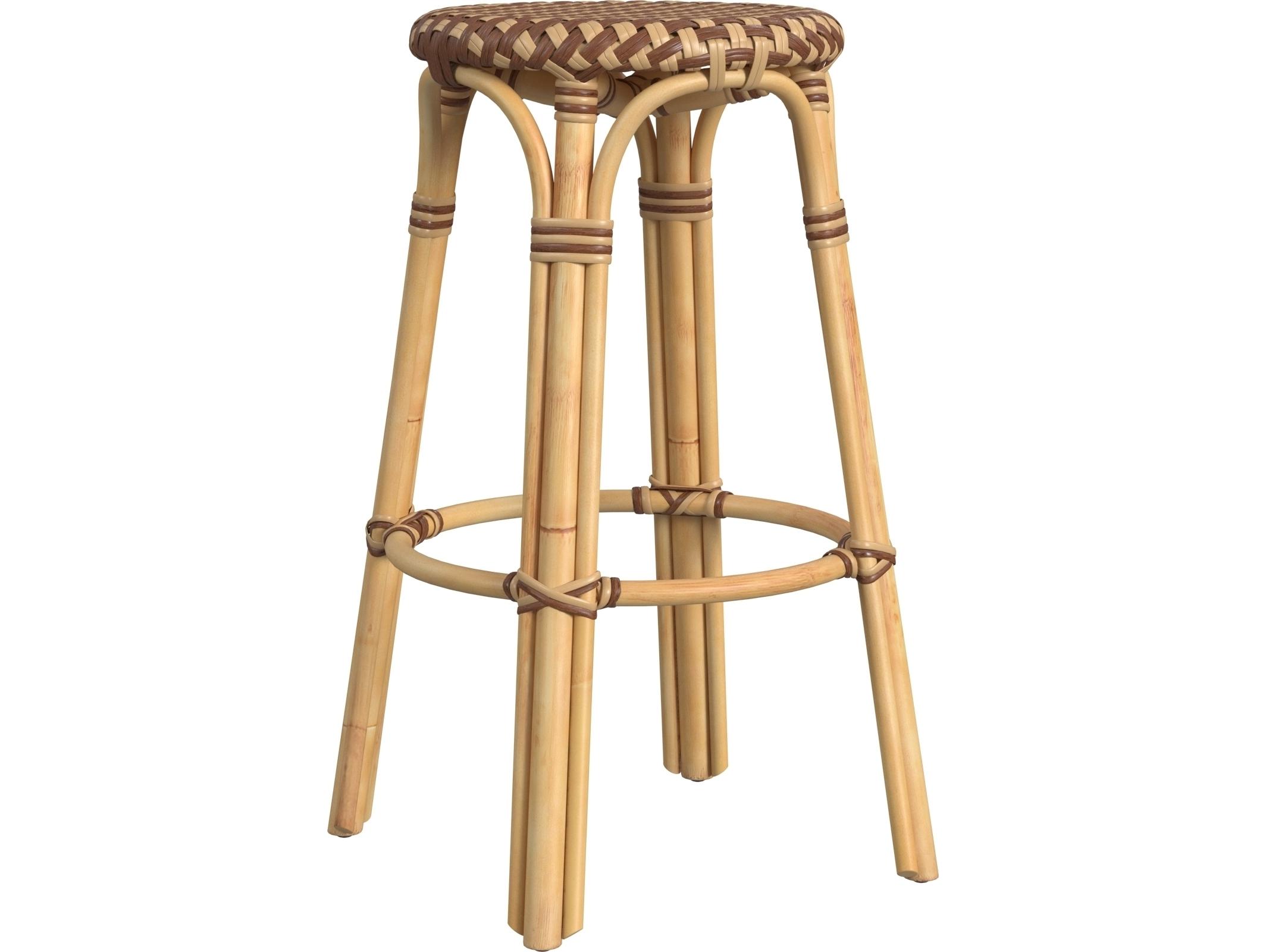 Butler Tobias Brown tan Dot Natural Rattan Frame Bar Stool