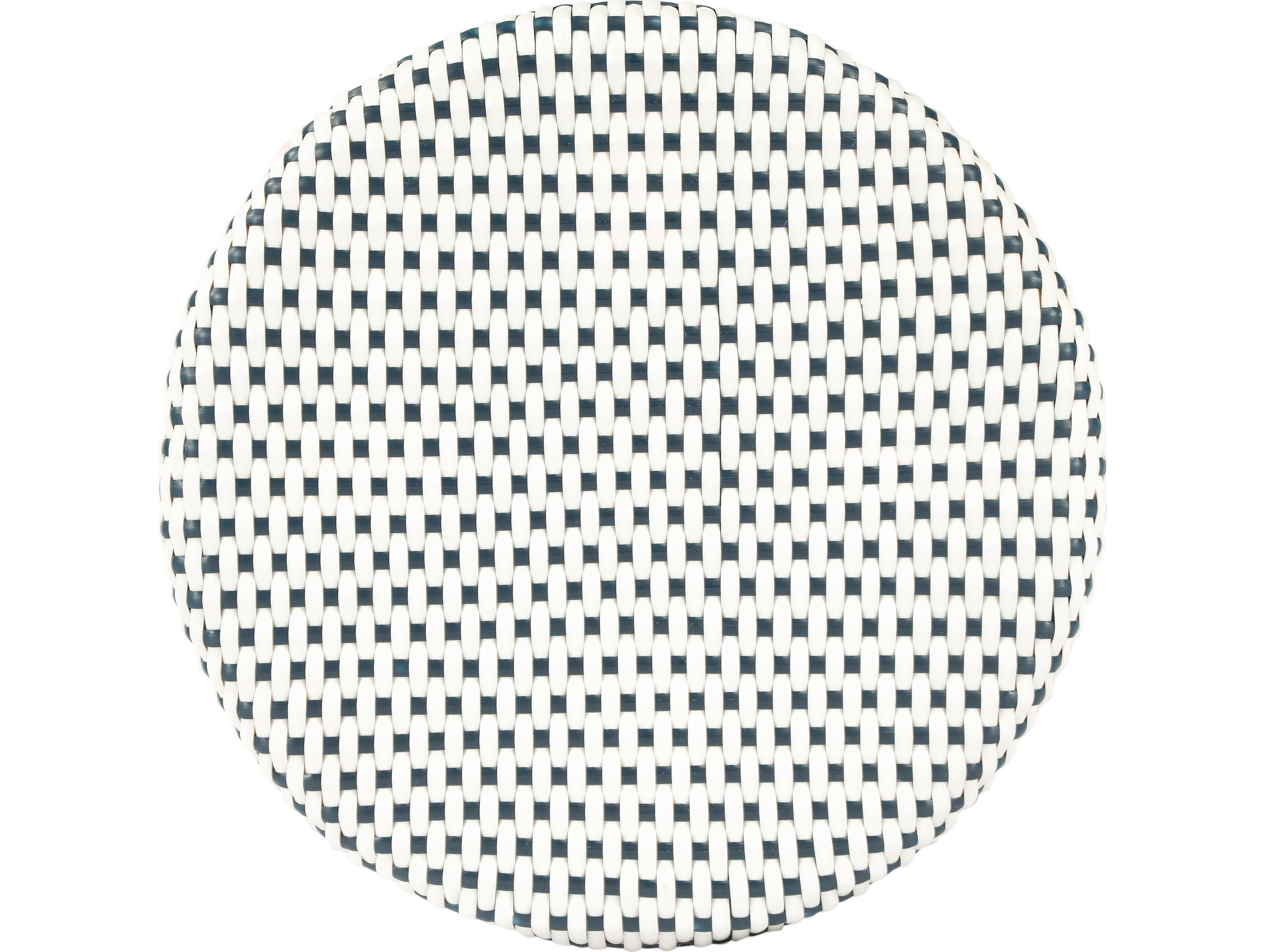 Butler Tobias White navy Dot Natural Rattan Frame Counter Stool