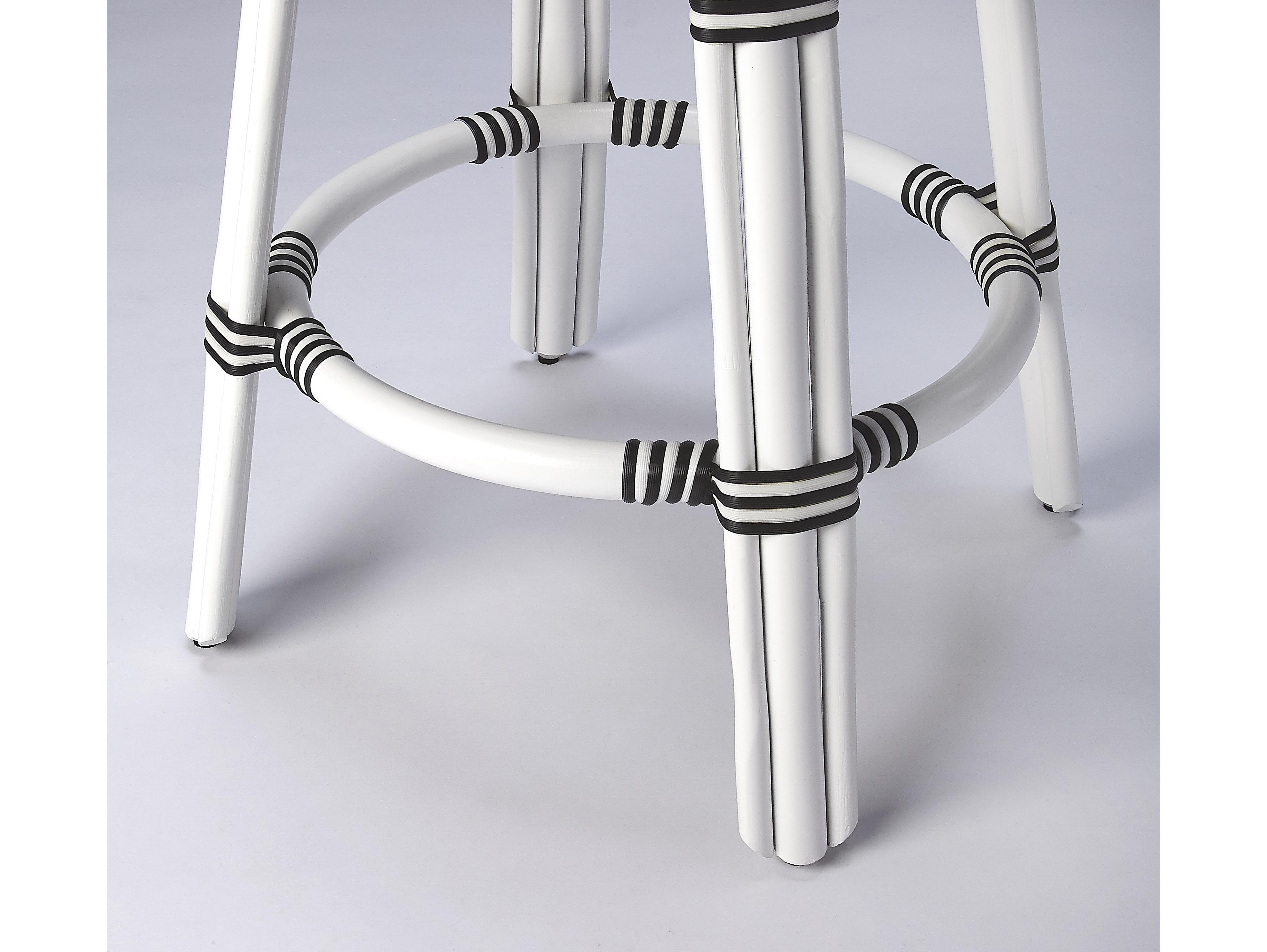 Butler Tobias White black Dot Rattan Frame Counter Stool