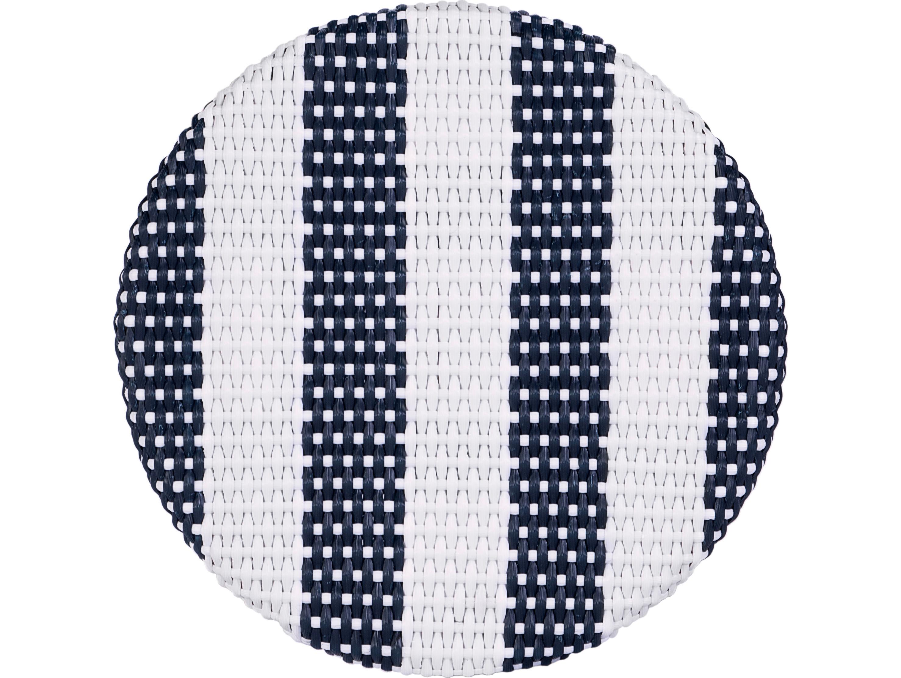 Butler Tobias White navy Stripe Natural Rattan Frame Counter Stool