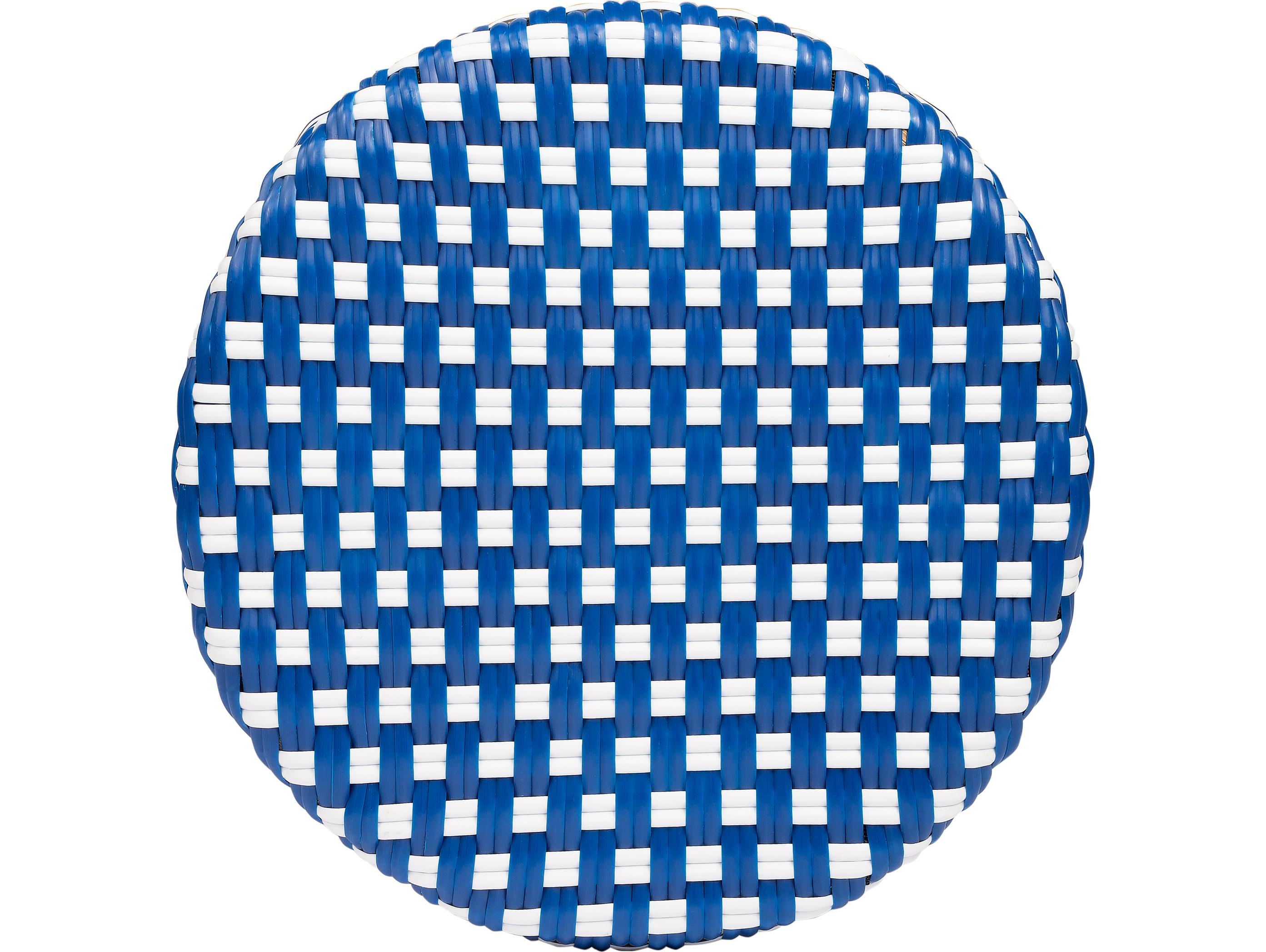 Butler Tobias Blue white Dot Natural Rattan Frame Counter Stool