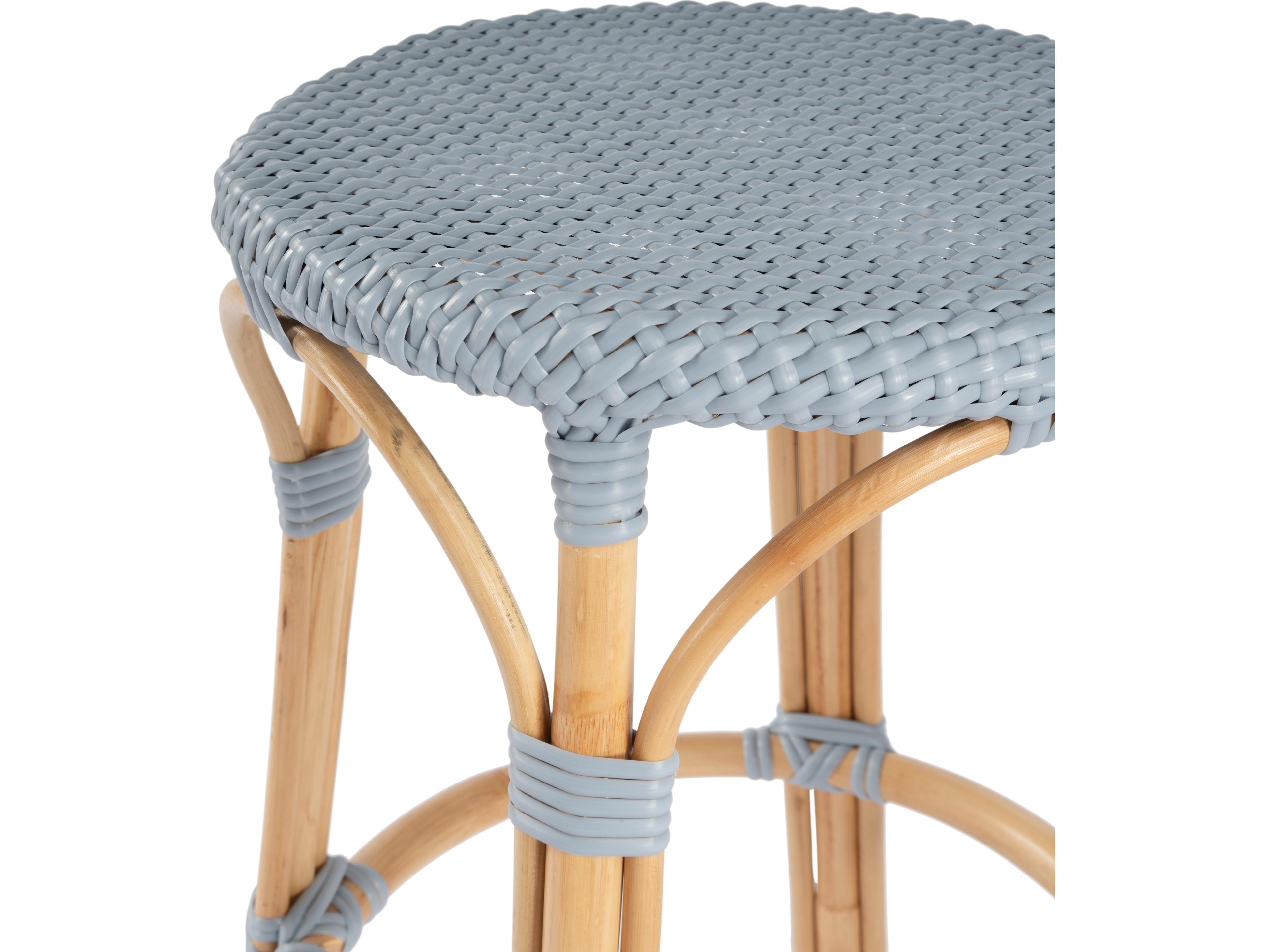 Butler Tobias Baby Blue Natural Rattan Frame Counter Stool