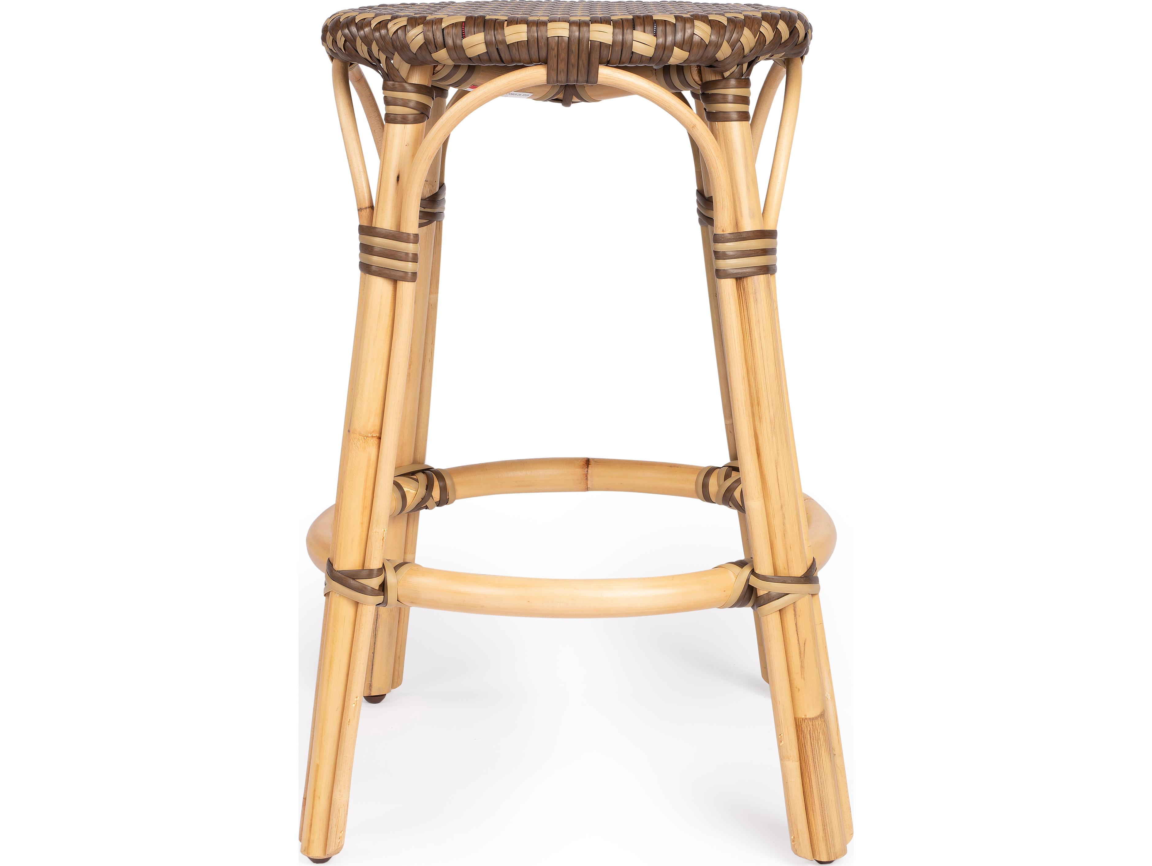 Butler Tobias Brown tan Dot Natural Rattan Frame Counter Stool