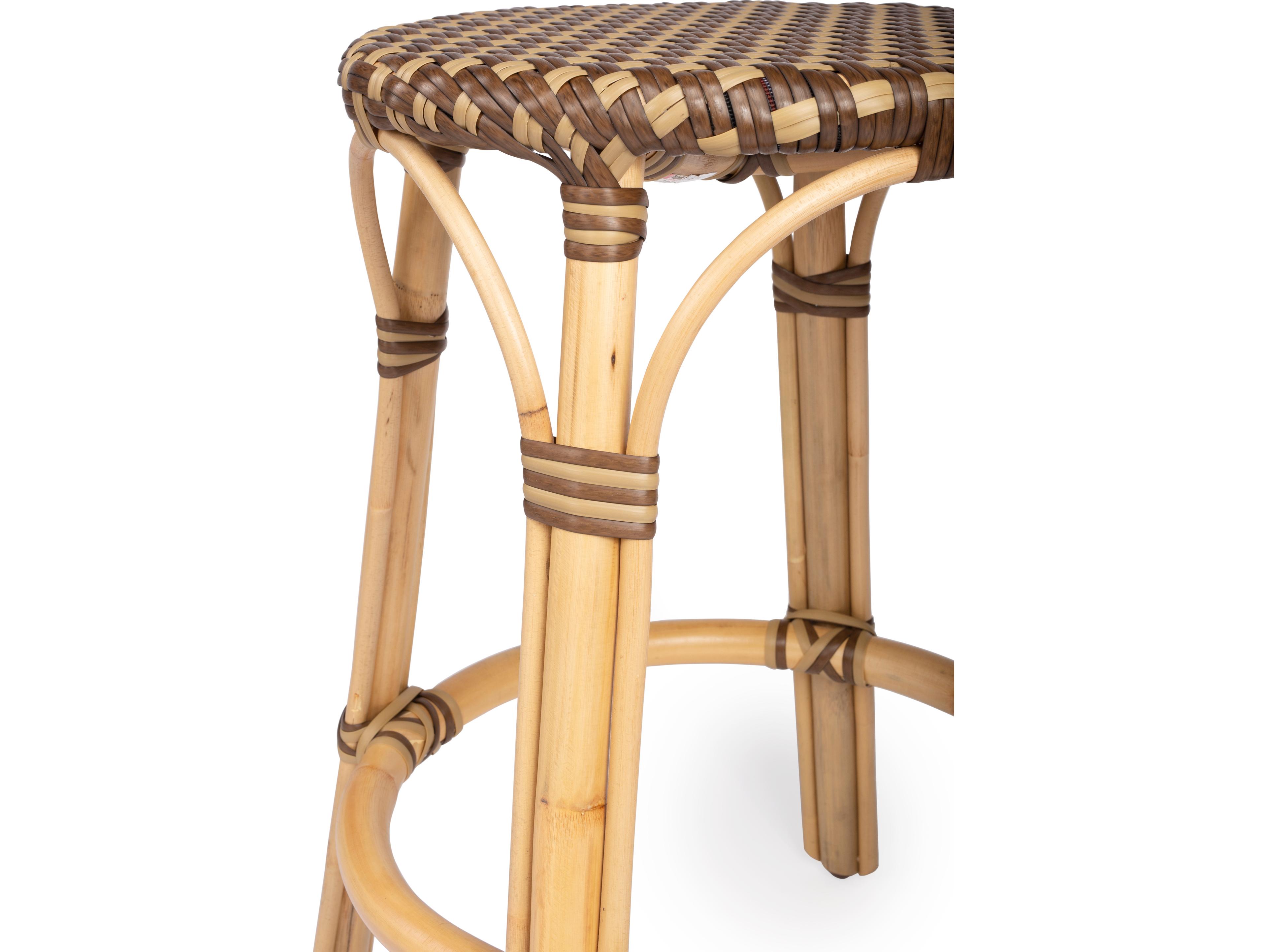 Butler Tobias Brown tan Dot Natural Rattan Frame Counter Stool