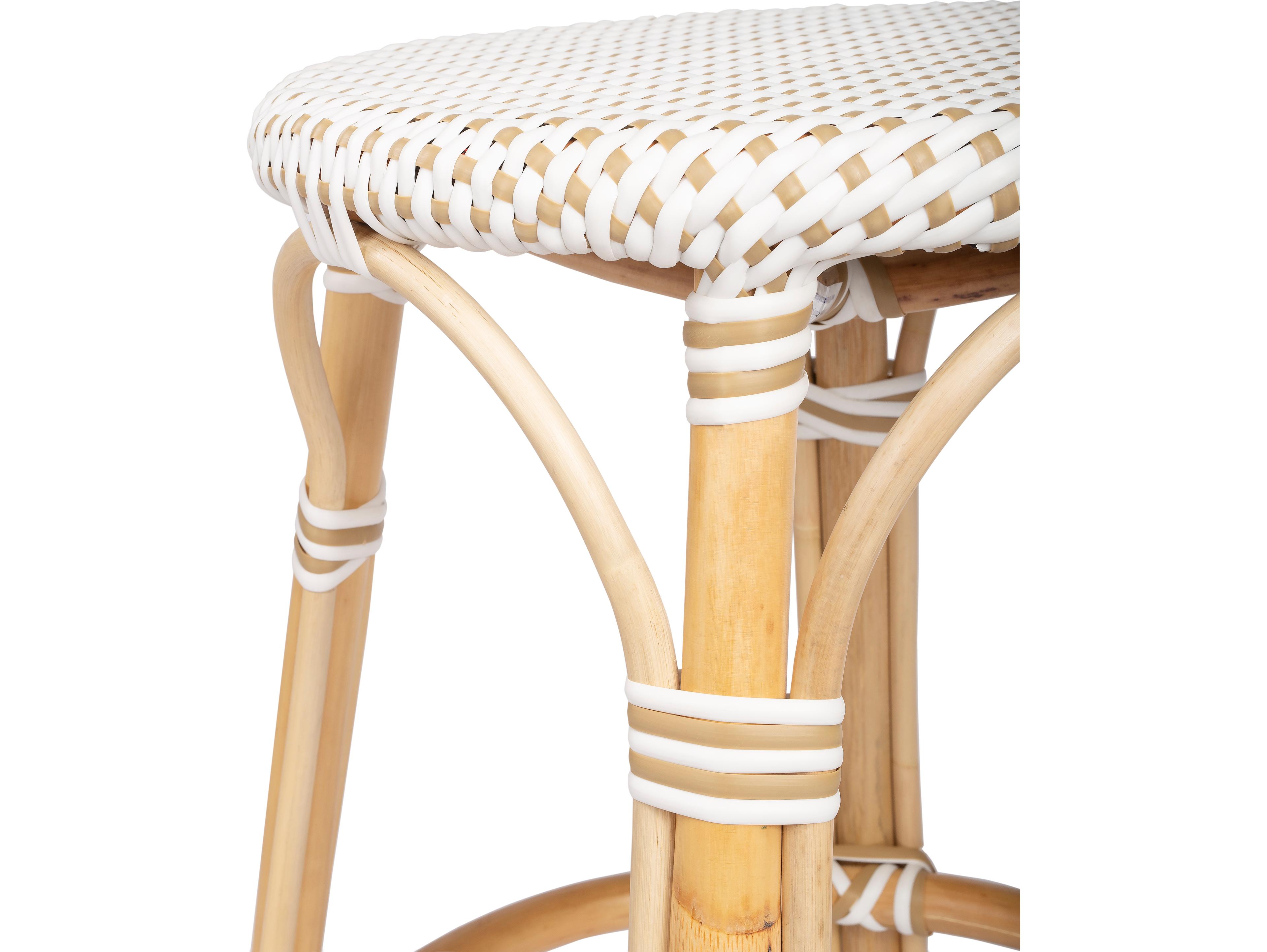 Butler Tobias White tan Dot Natural Rattan Frame Counter Stool