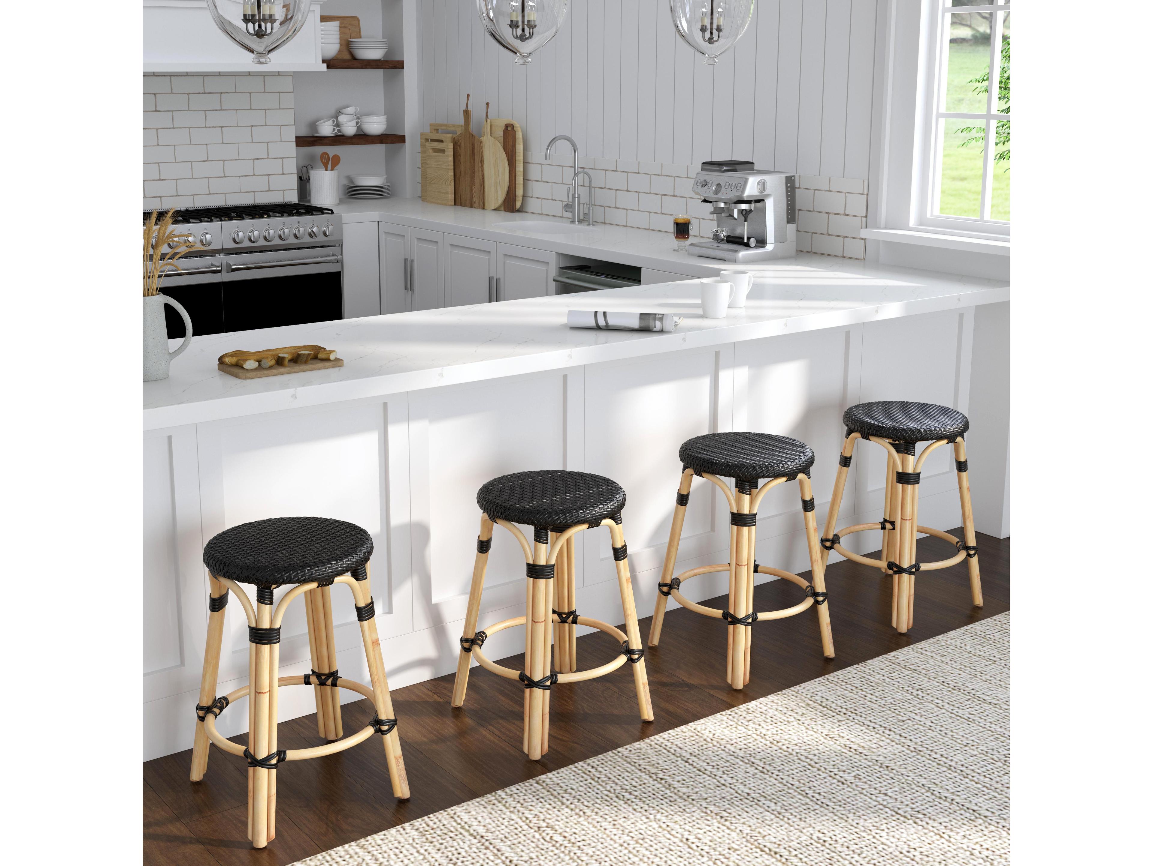 Butler Tobias Black Natural Rattan Frame Counter Stool