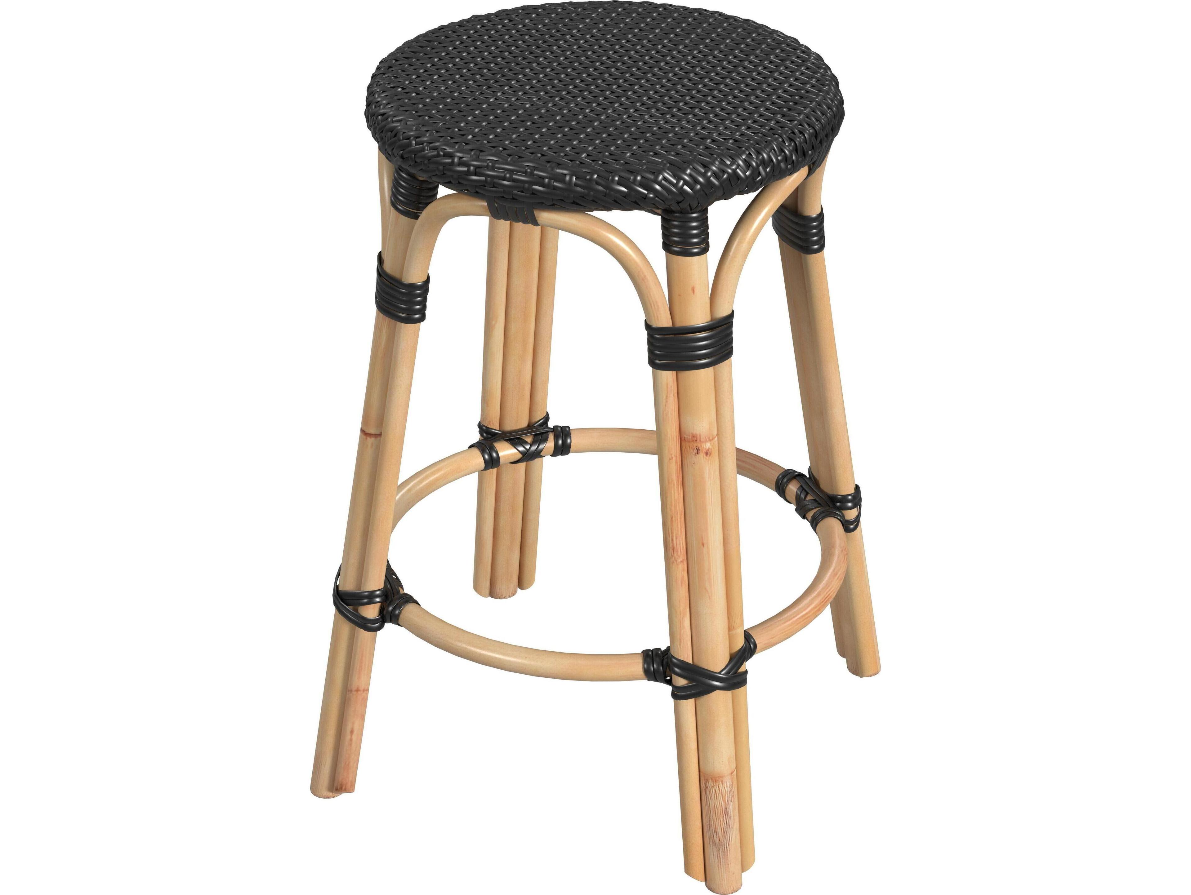 Butler Tobias Black Natural Rattan Frame Counter Stool