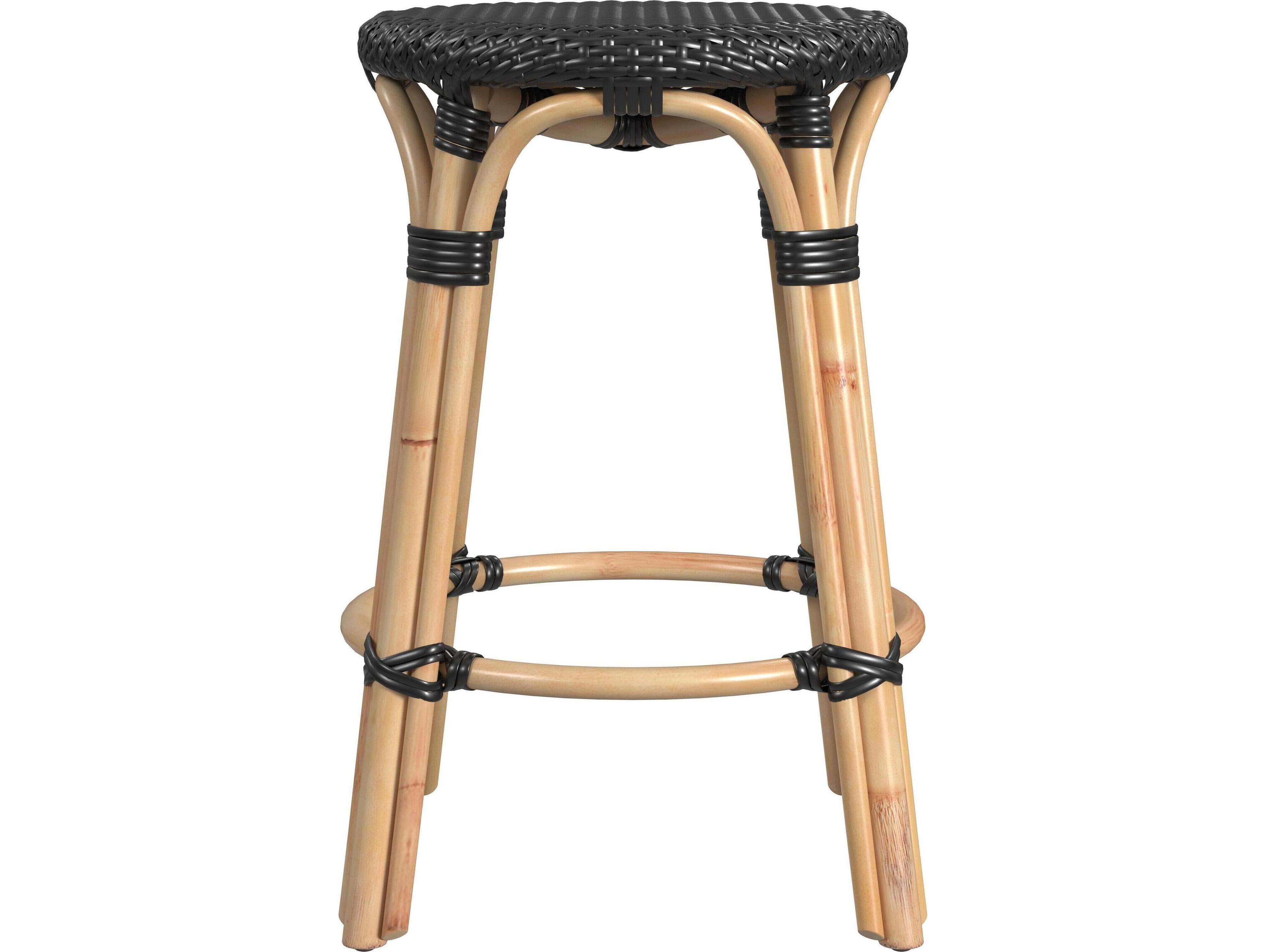 Butler Tobias Black Natural Rattan Frame Counter Stool
