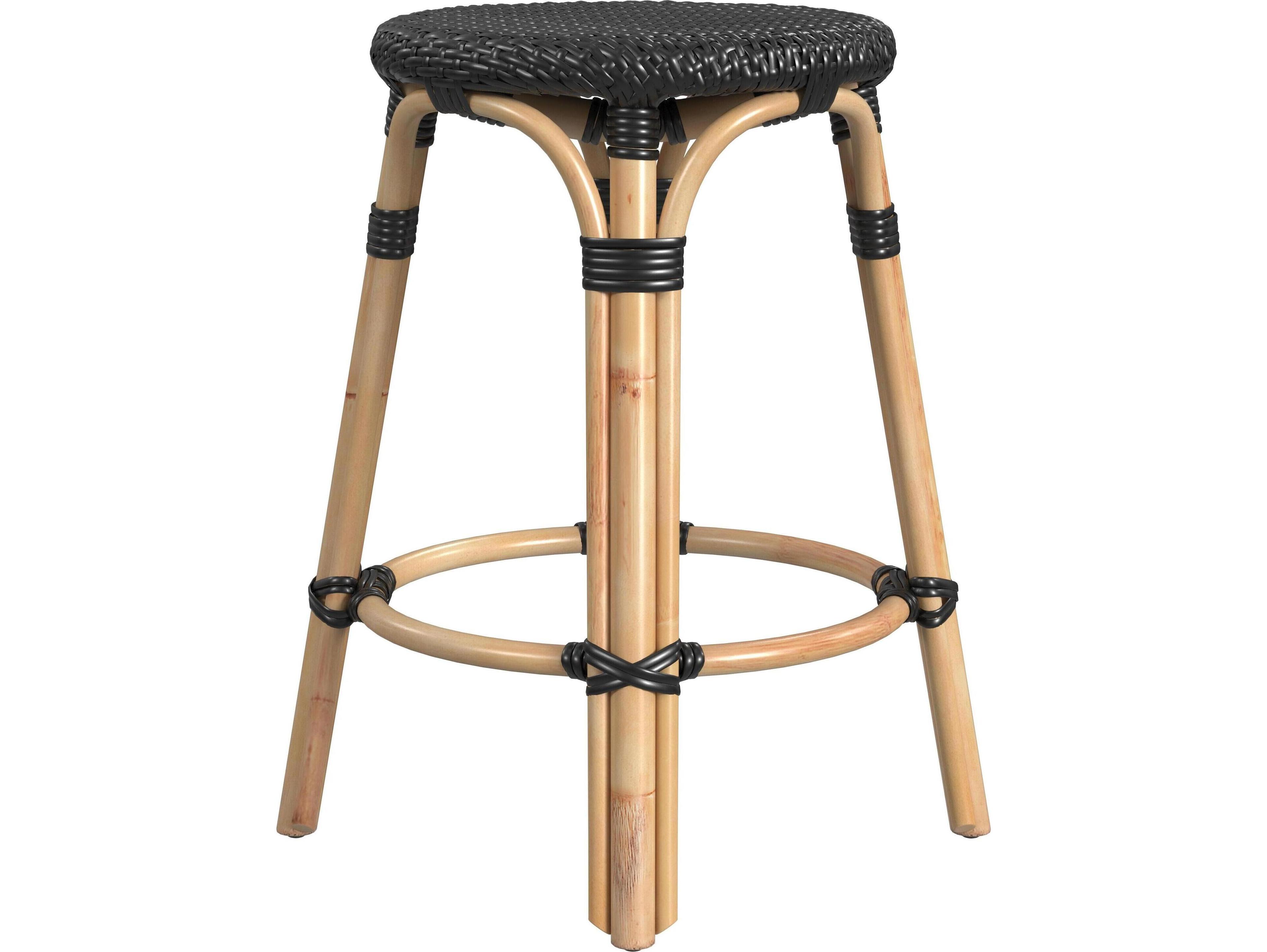 Butler Tobias Black Natural Rattan Frame Counter Stool