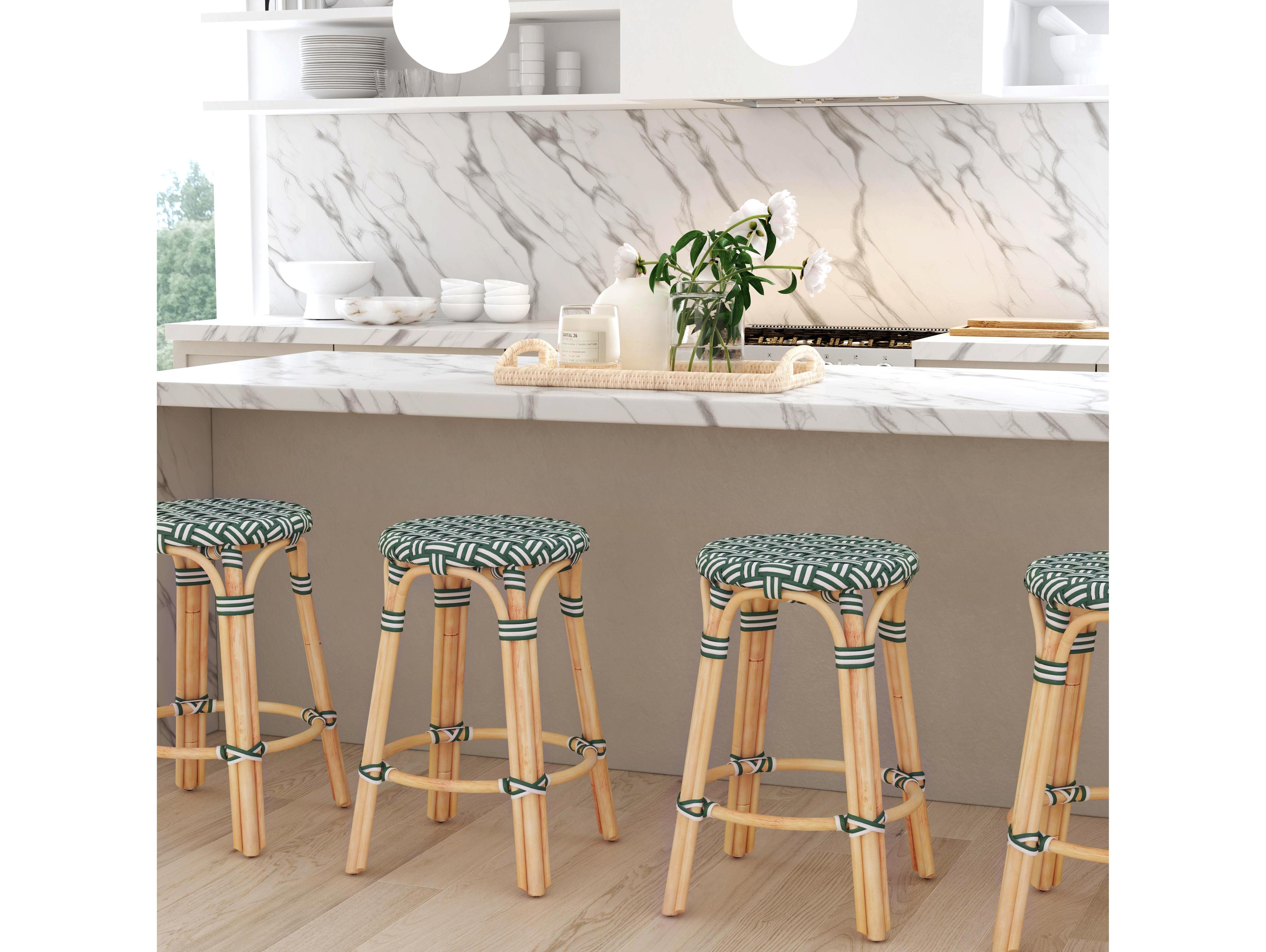 Butler Tobias Emerald Green Rattan Counter Stool