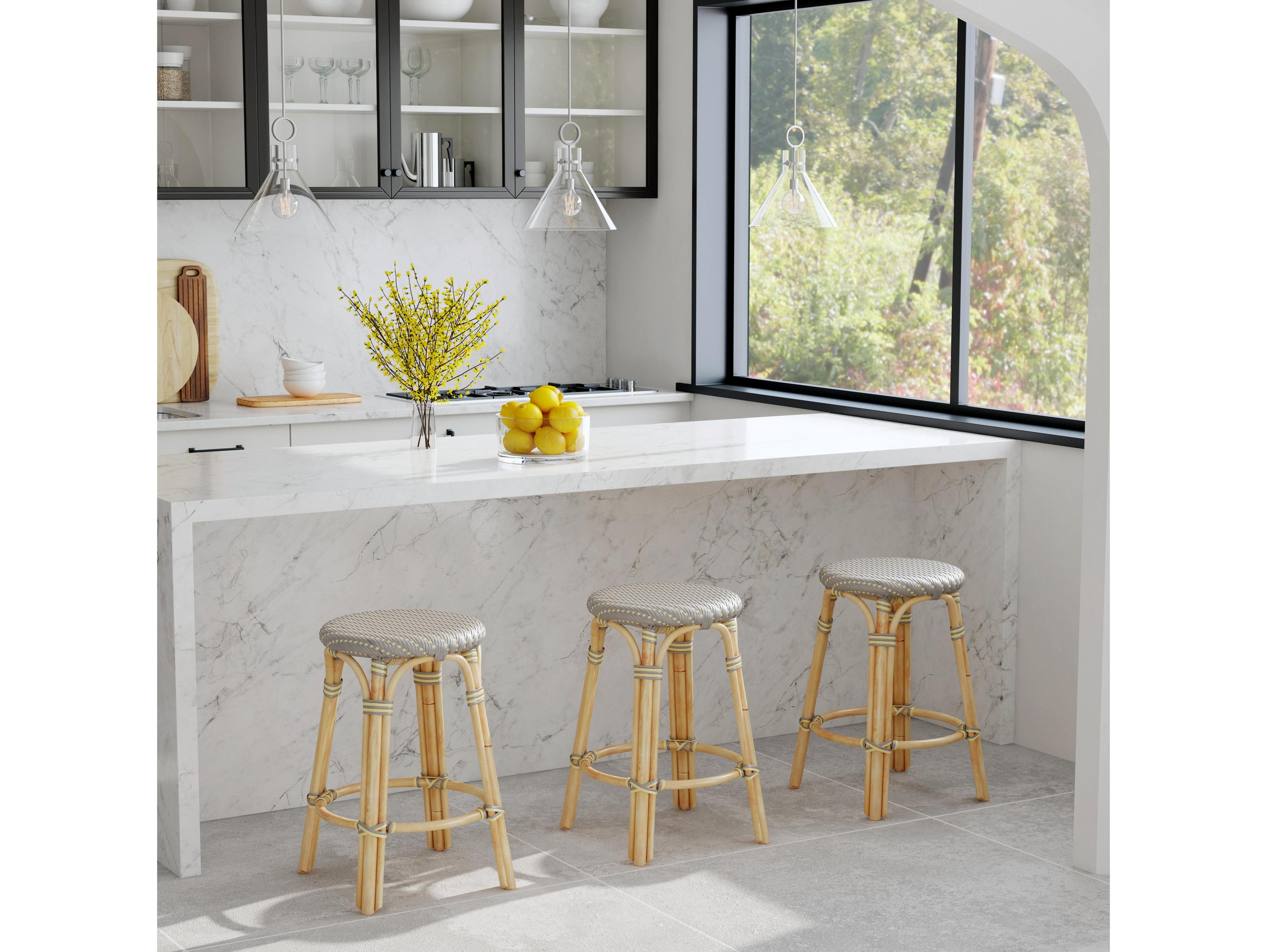 Butler Tobias Gray Yellow Rattan Counter Stool