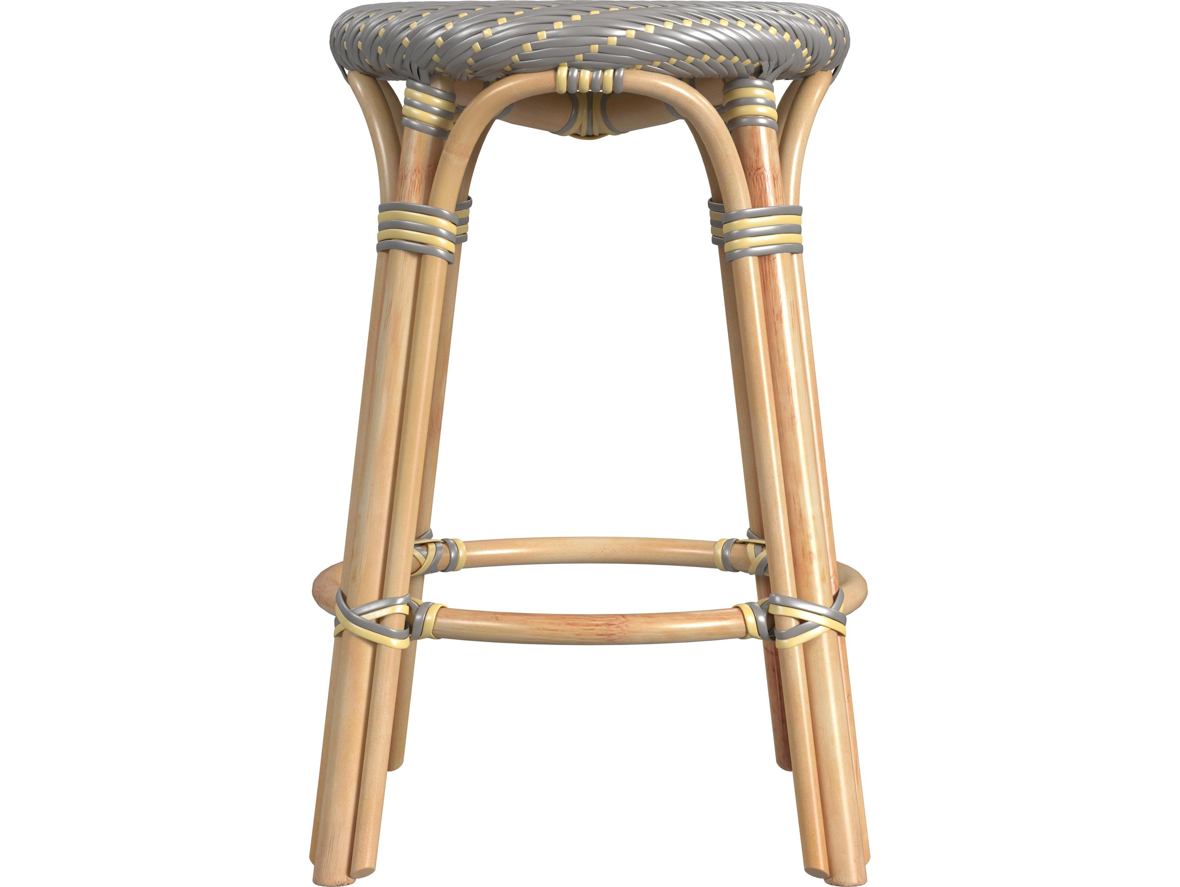 Butler Tobias Gray Yellow Rattan Counter Stool