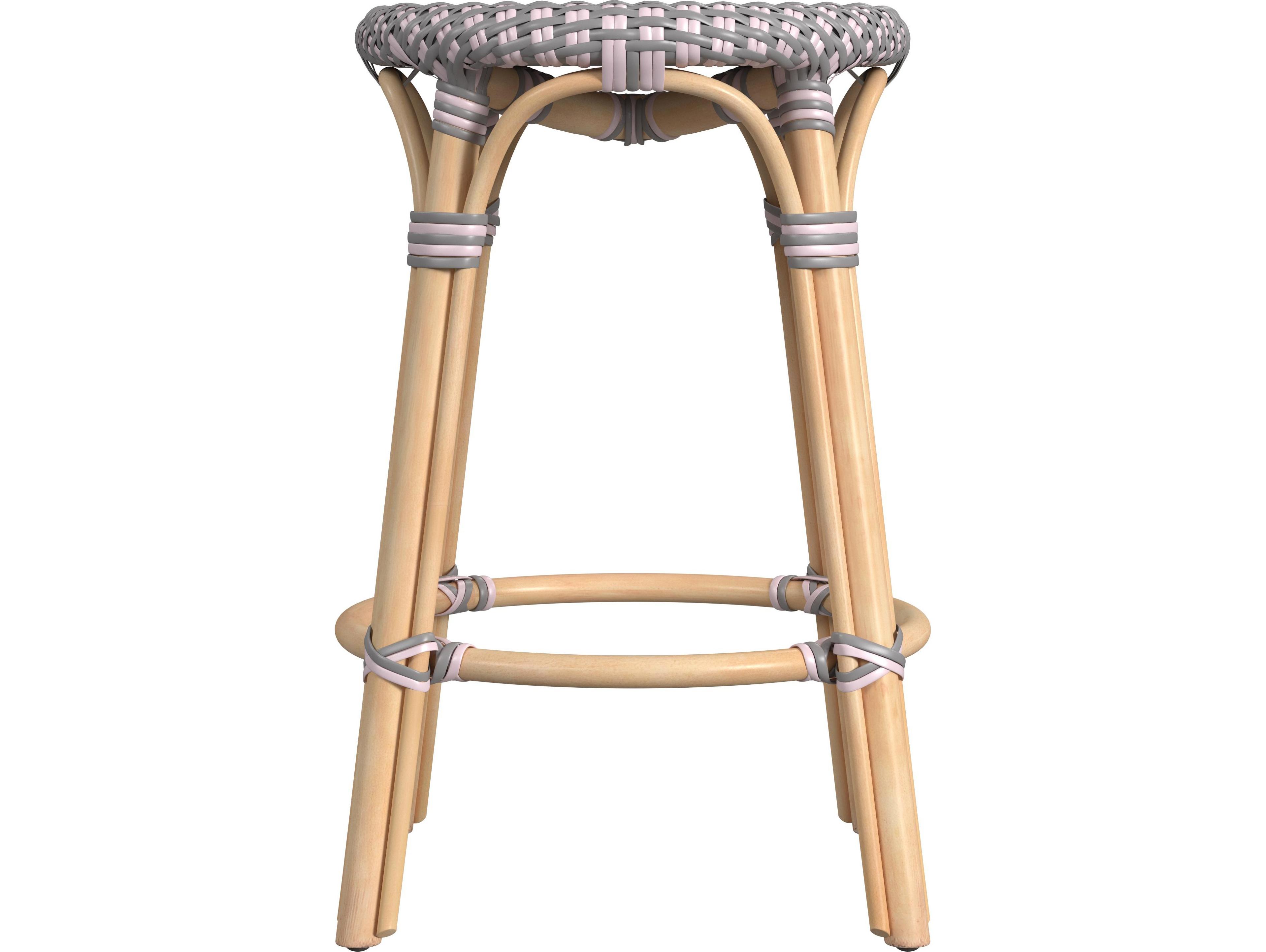 Butler Tobias Gray Pink Rattan Counter Stool