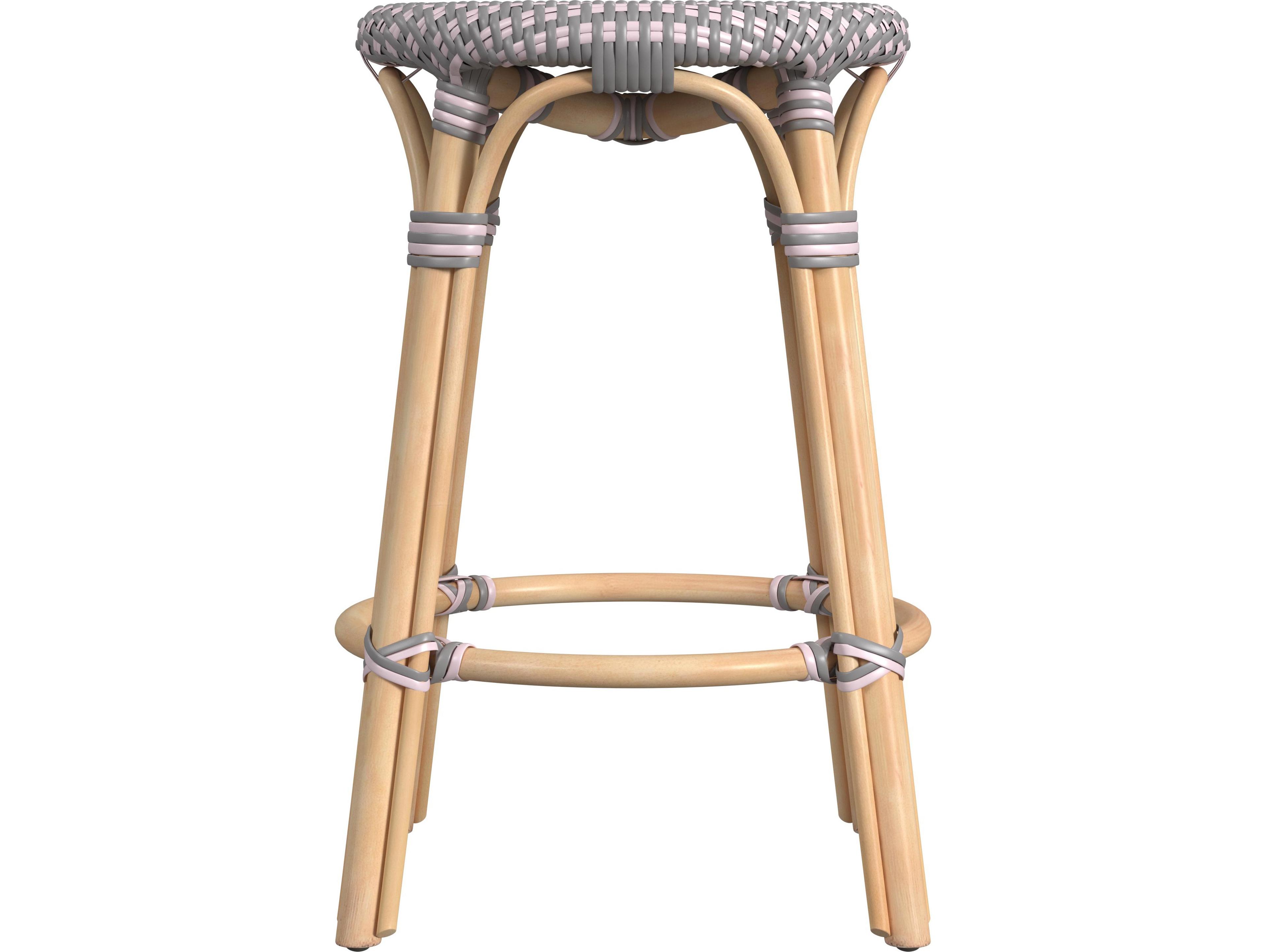 Butler Tobias Gray Pink Rattan Counter Stool