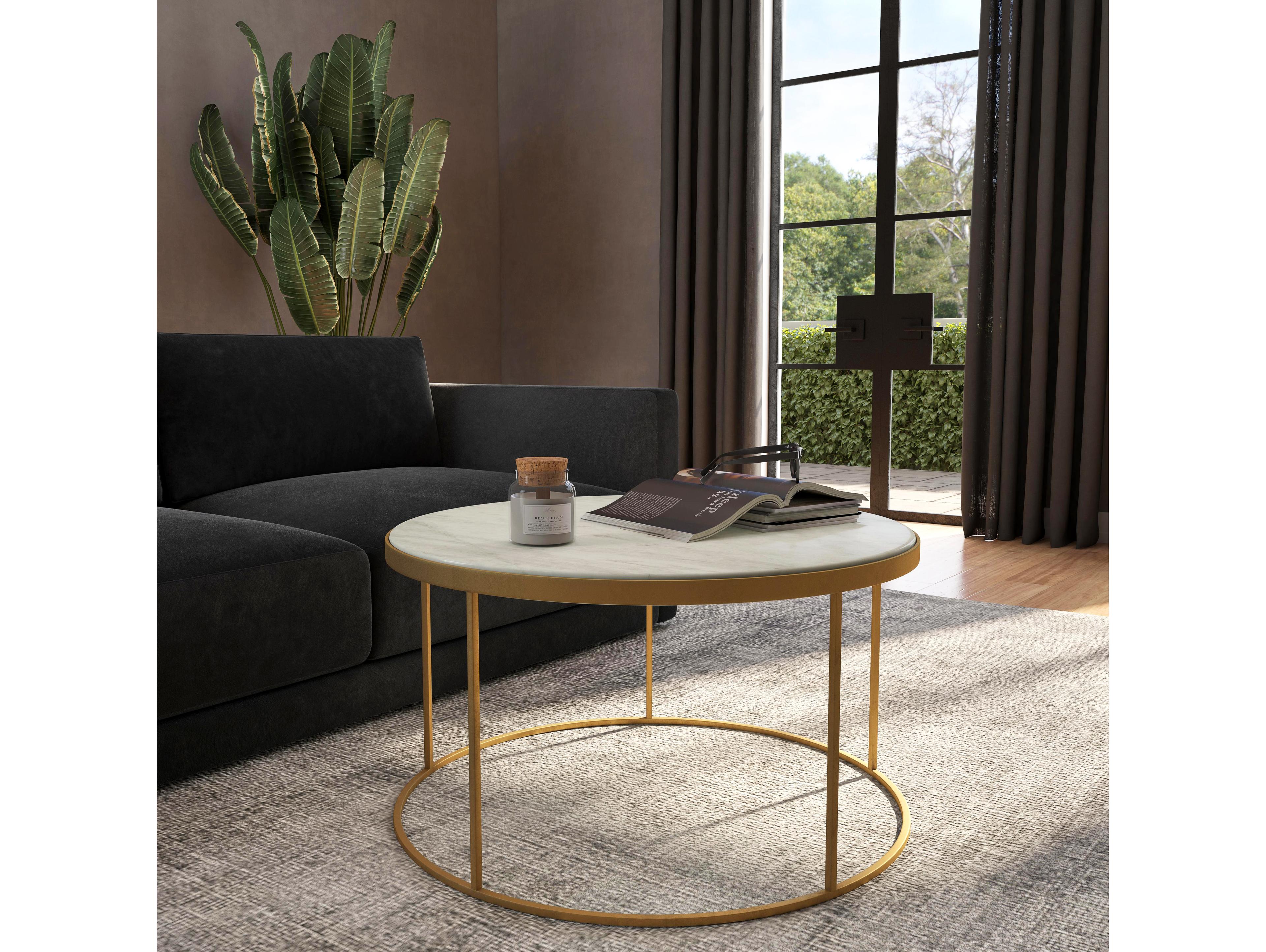 Butler Triton Round Marble & Metal Coffee Table