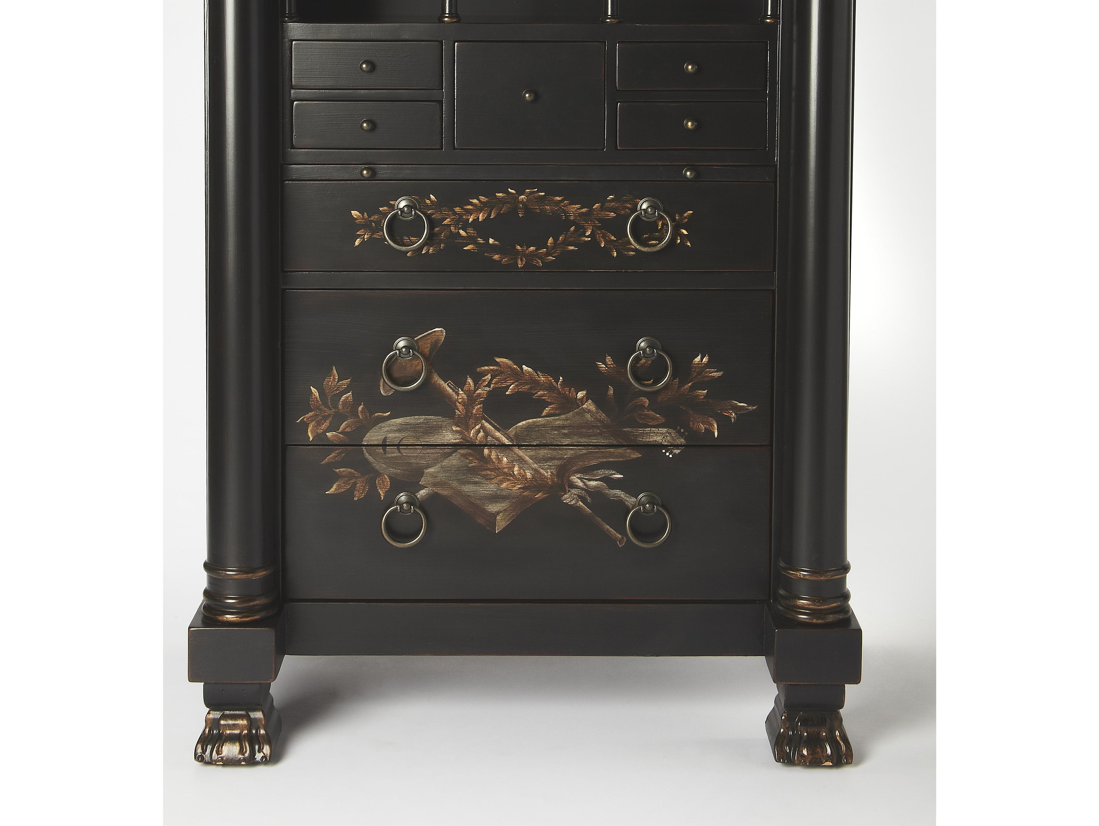 Butler Castle Contessa Black Poplar Wood Secretary Desk