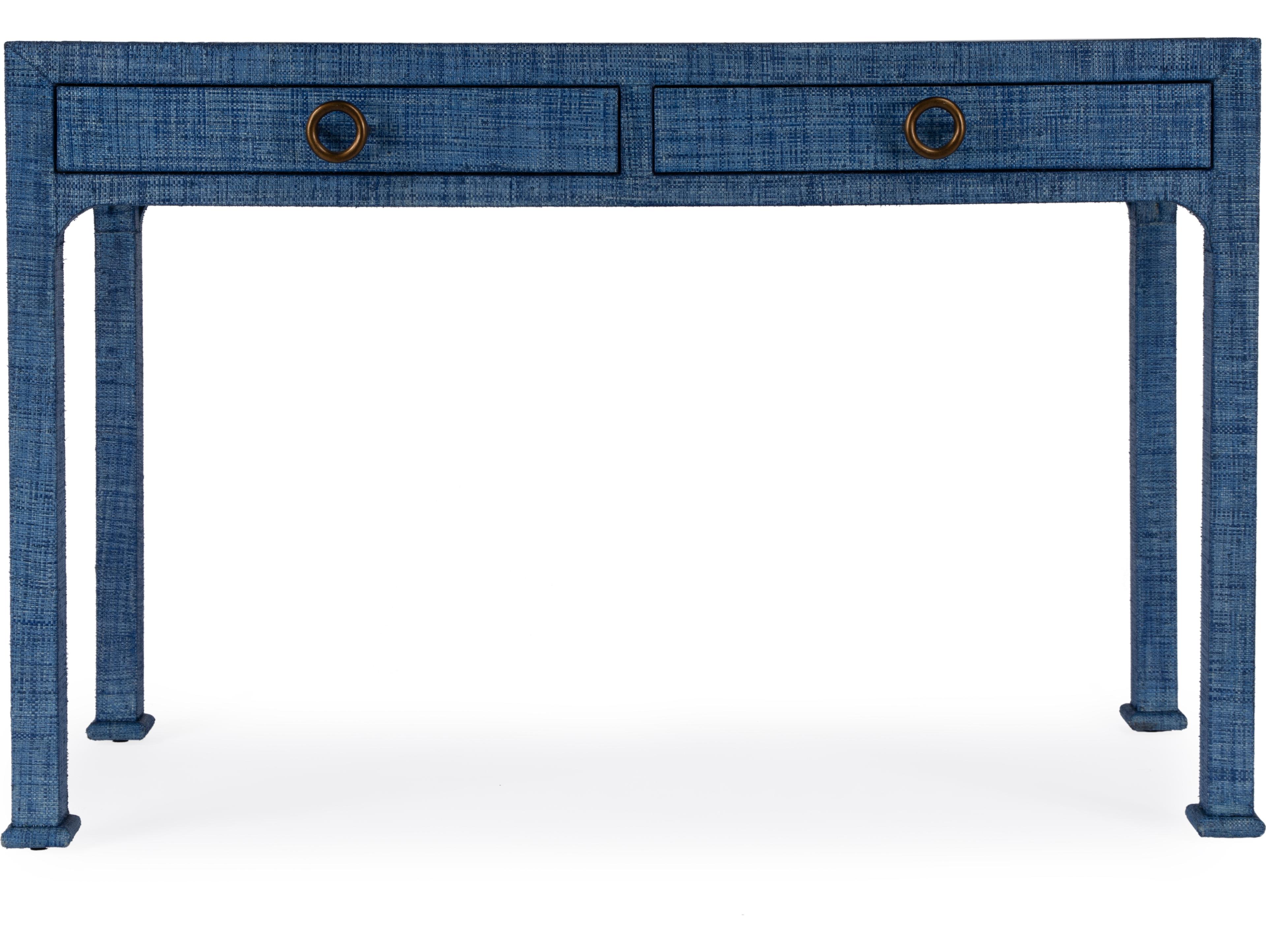 Butler Chatham Blue Raffia Solid Wood Writing Desk