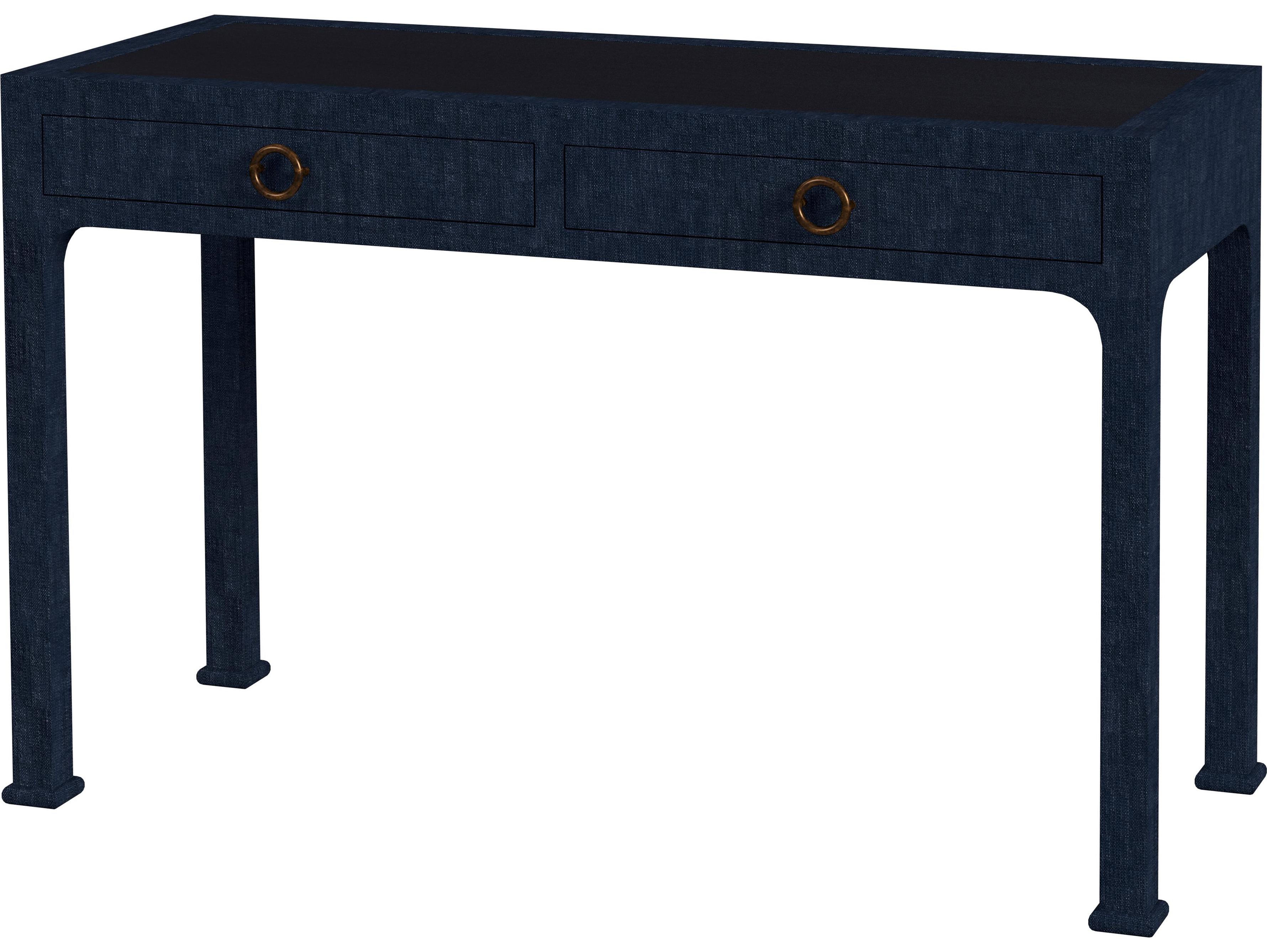 Butler Chatham Navy Raffia Blue Oak Wood Writing Desk