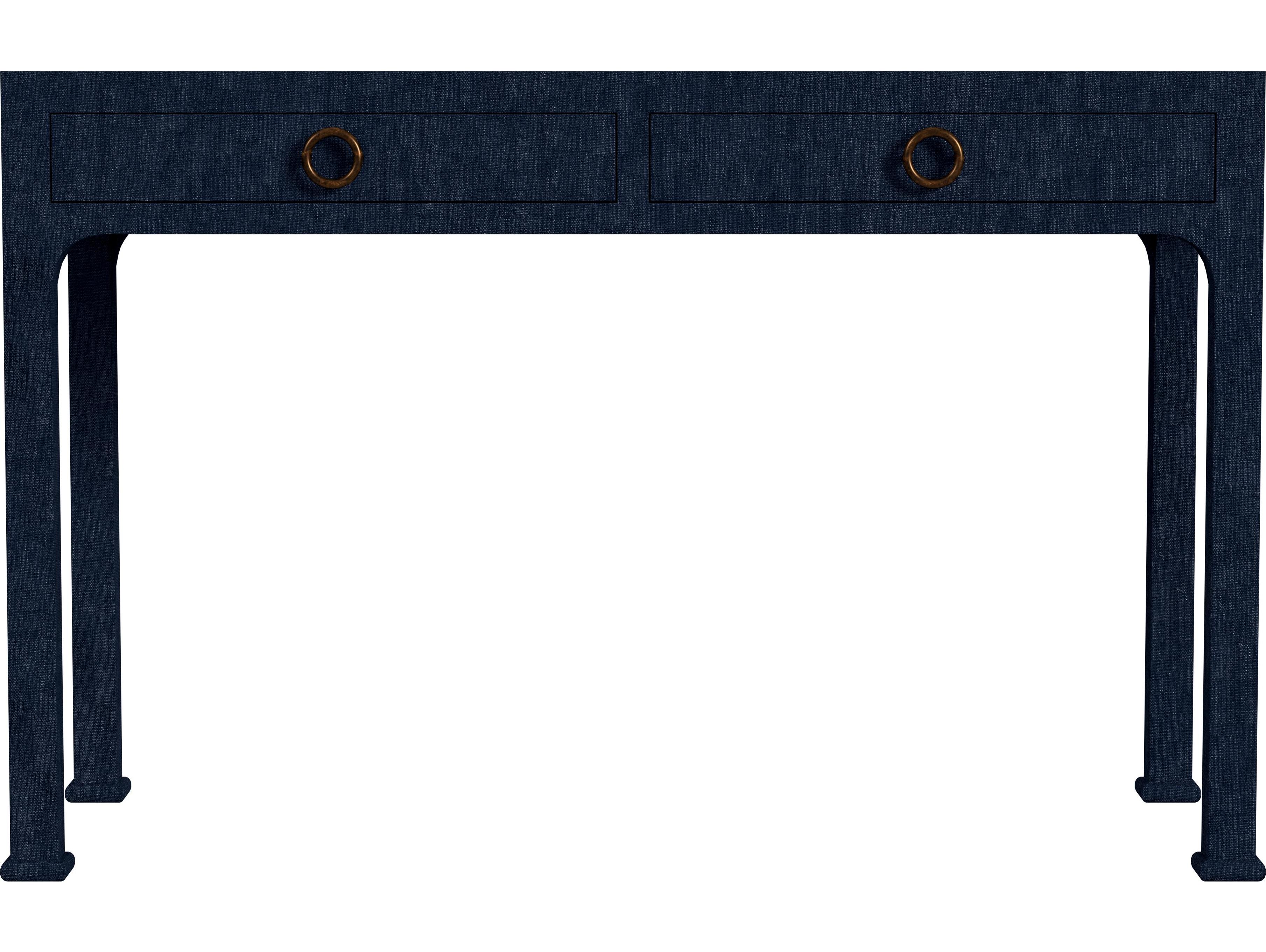 Butler Chatham Navy Raffia Blue Oak Wood Writing Desk