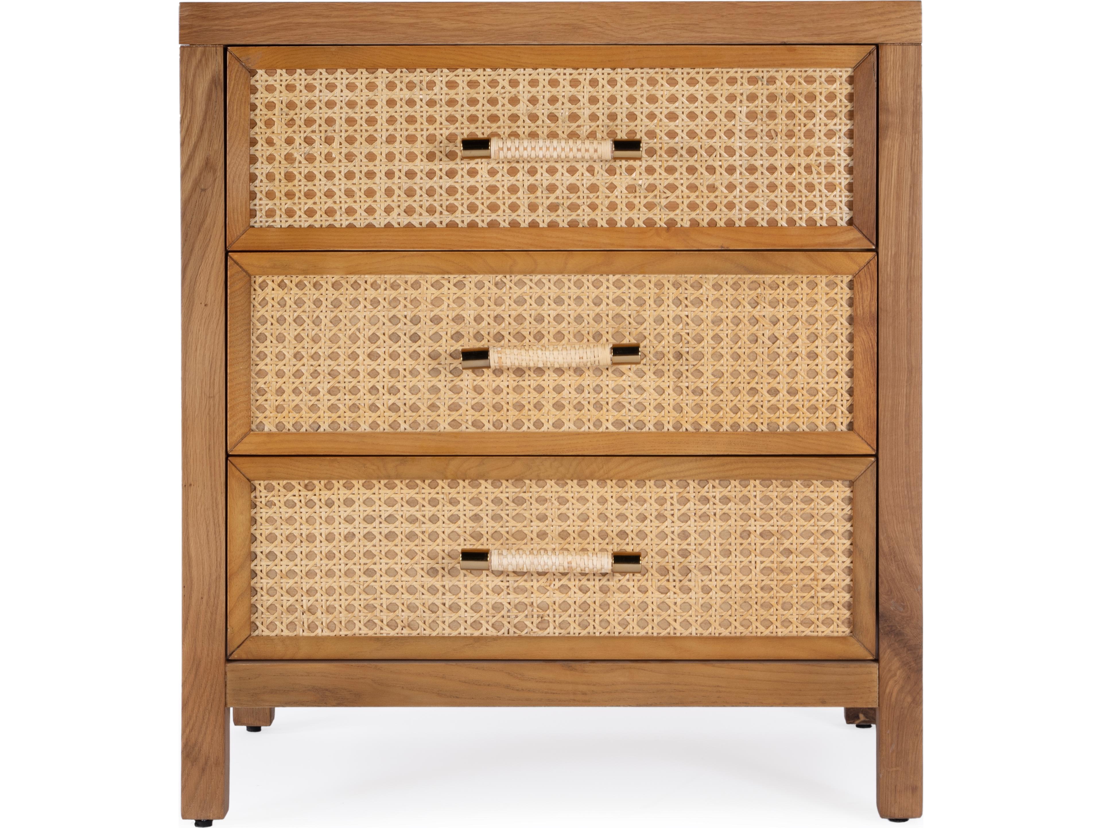 Butler Mesa 3-Drawers Oak Wood Nightstand