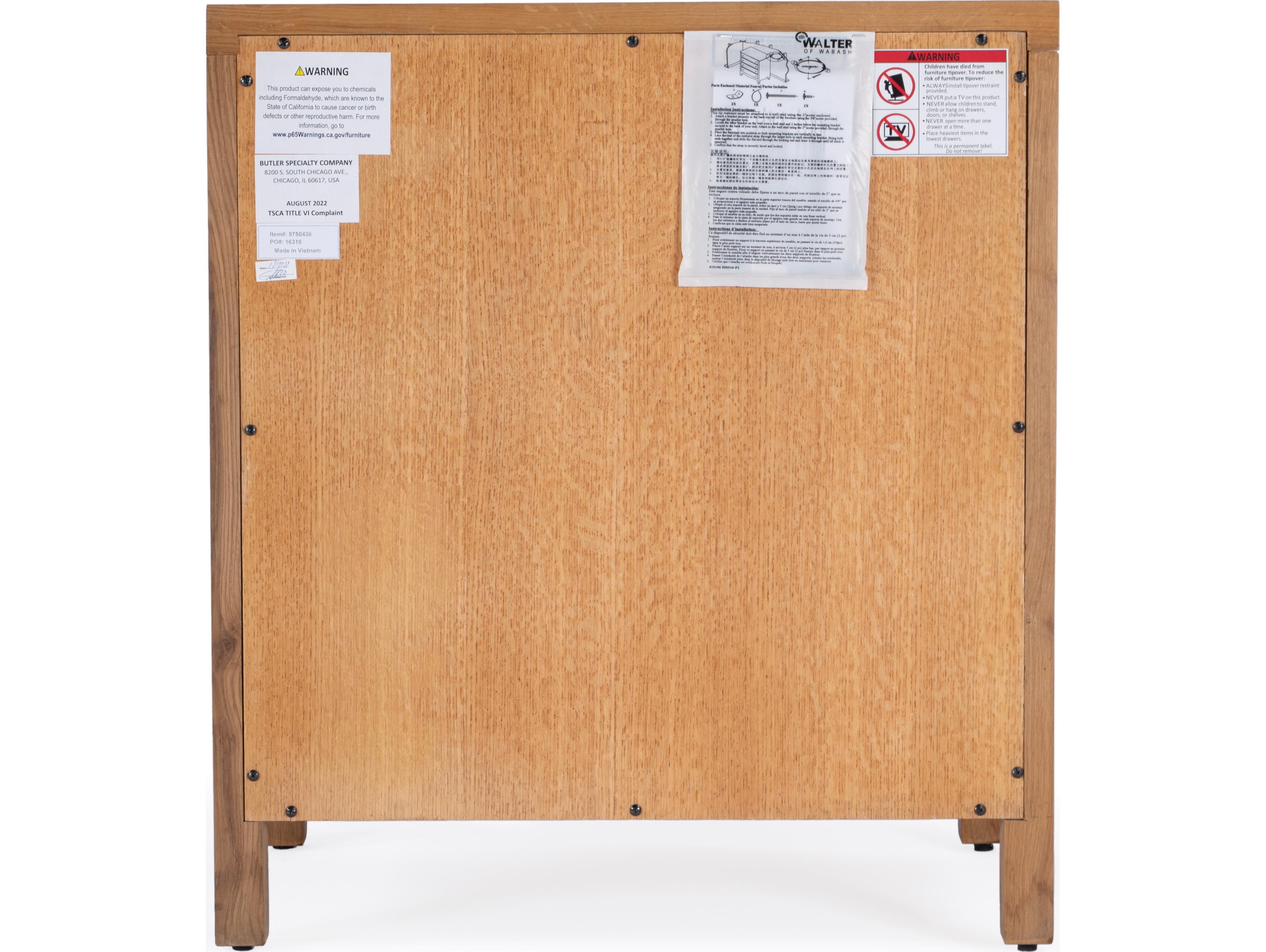 Butler Mesa 3-Drawers Oak Wood Nightstand