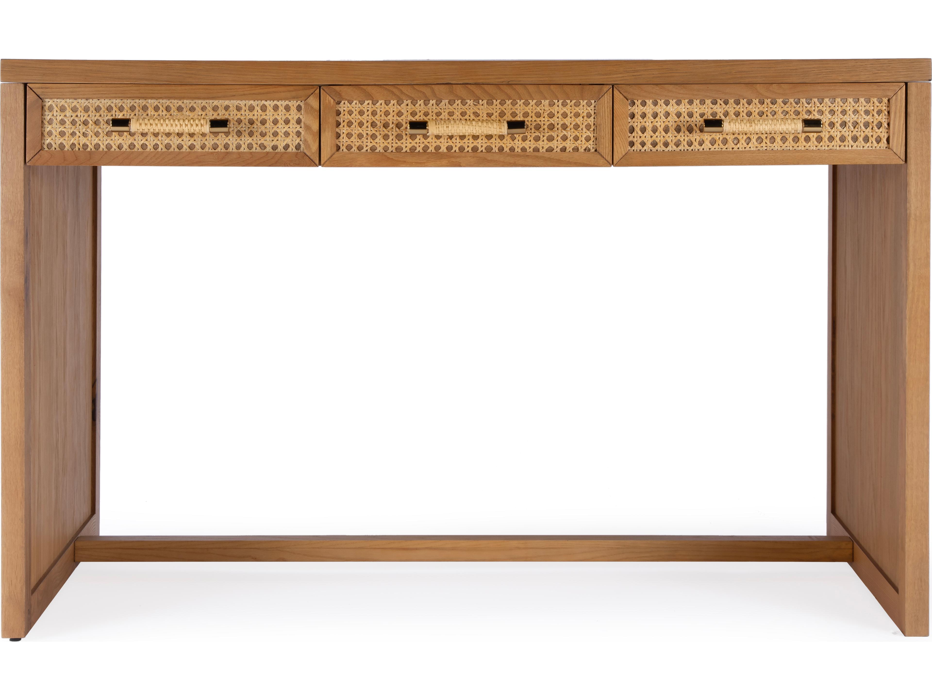 Butler Mesa Natural & Cane Oak Wood Writing Desk