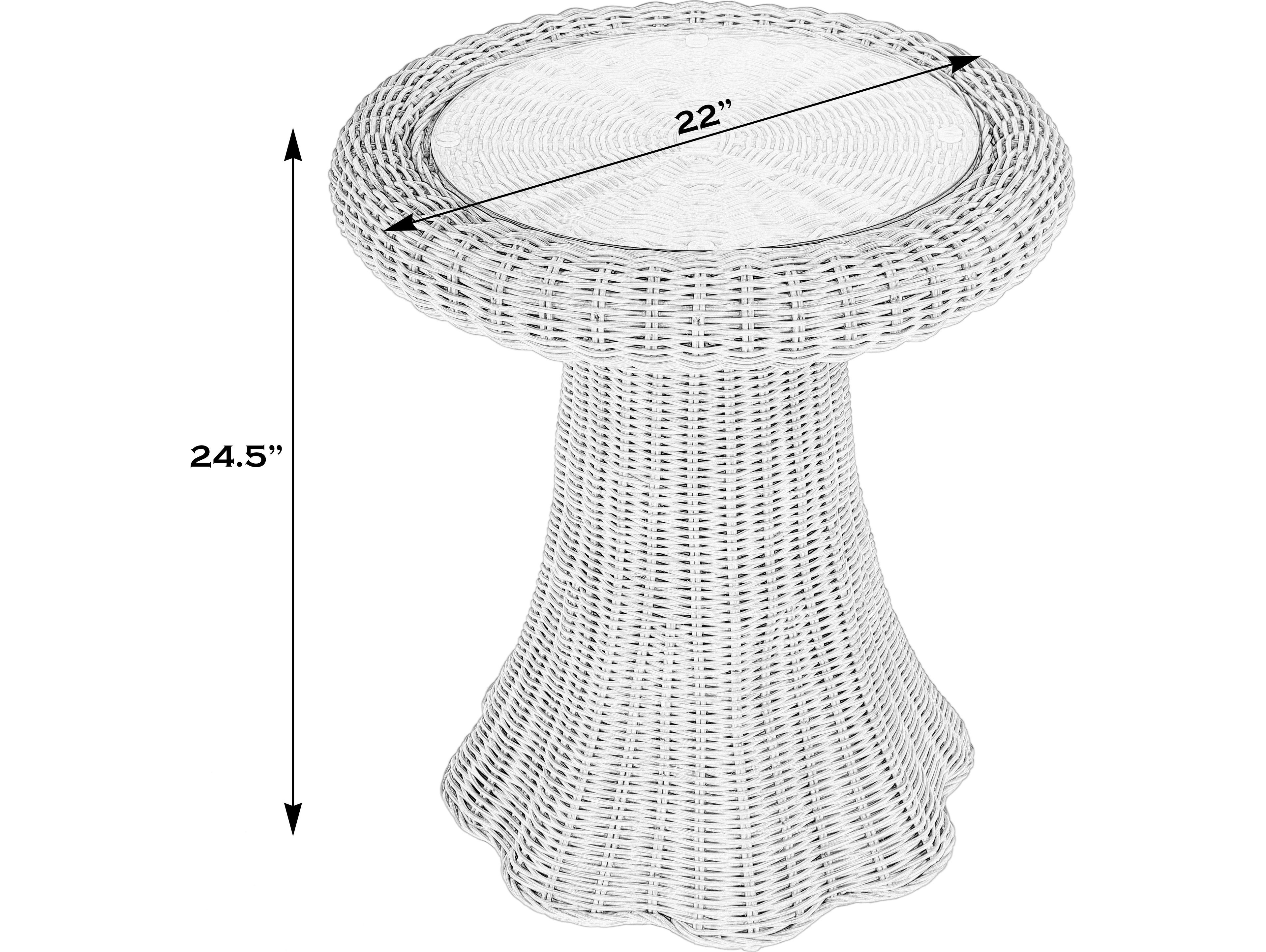 Butler Flora Round Glass Natural Rattan End Table