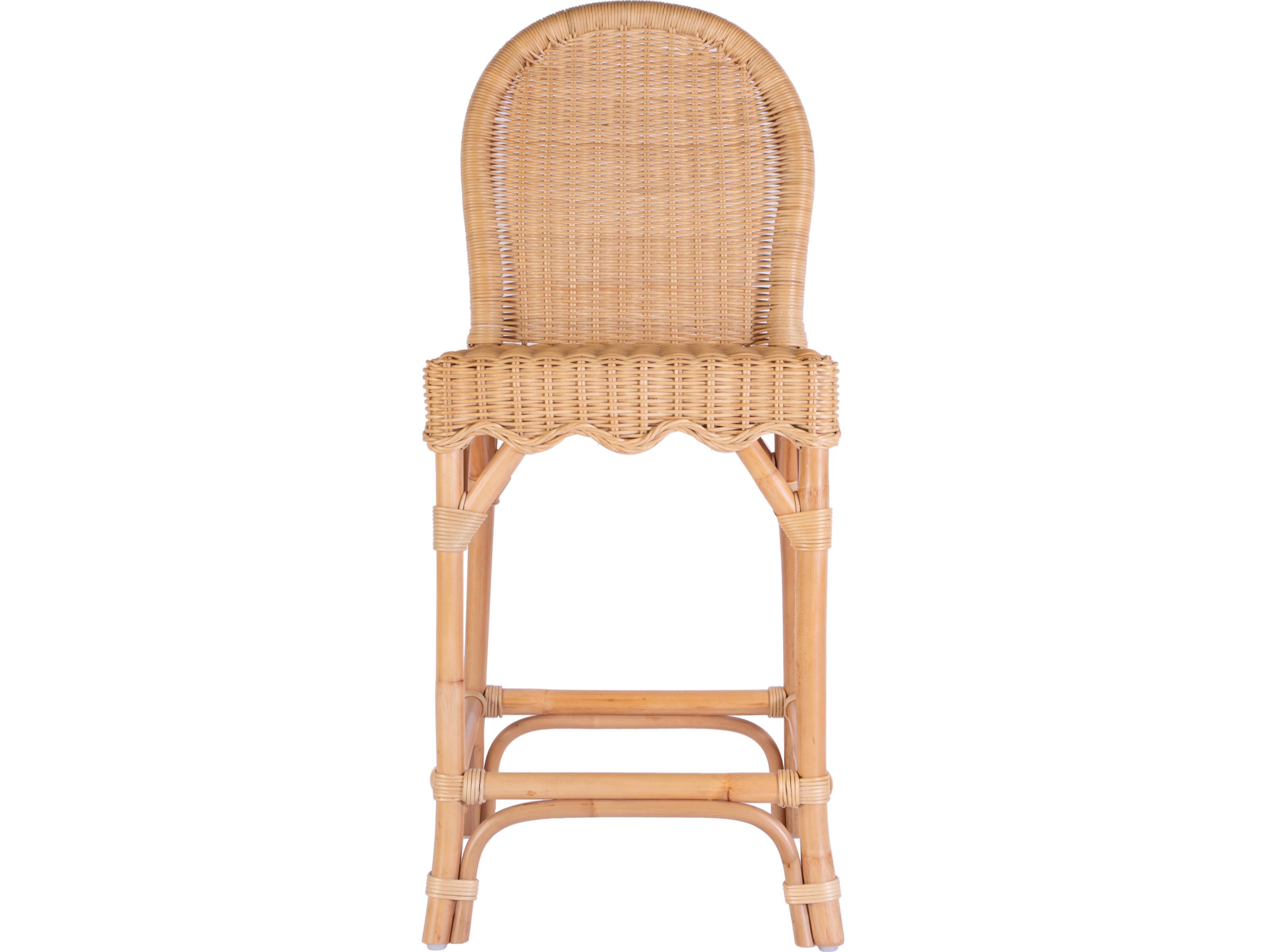 Butler Flora Natural Rattan Brown natural Mahogany Wood Counter Stool