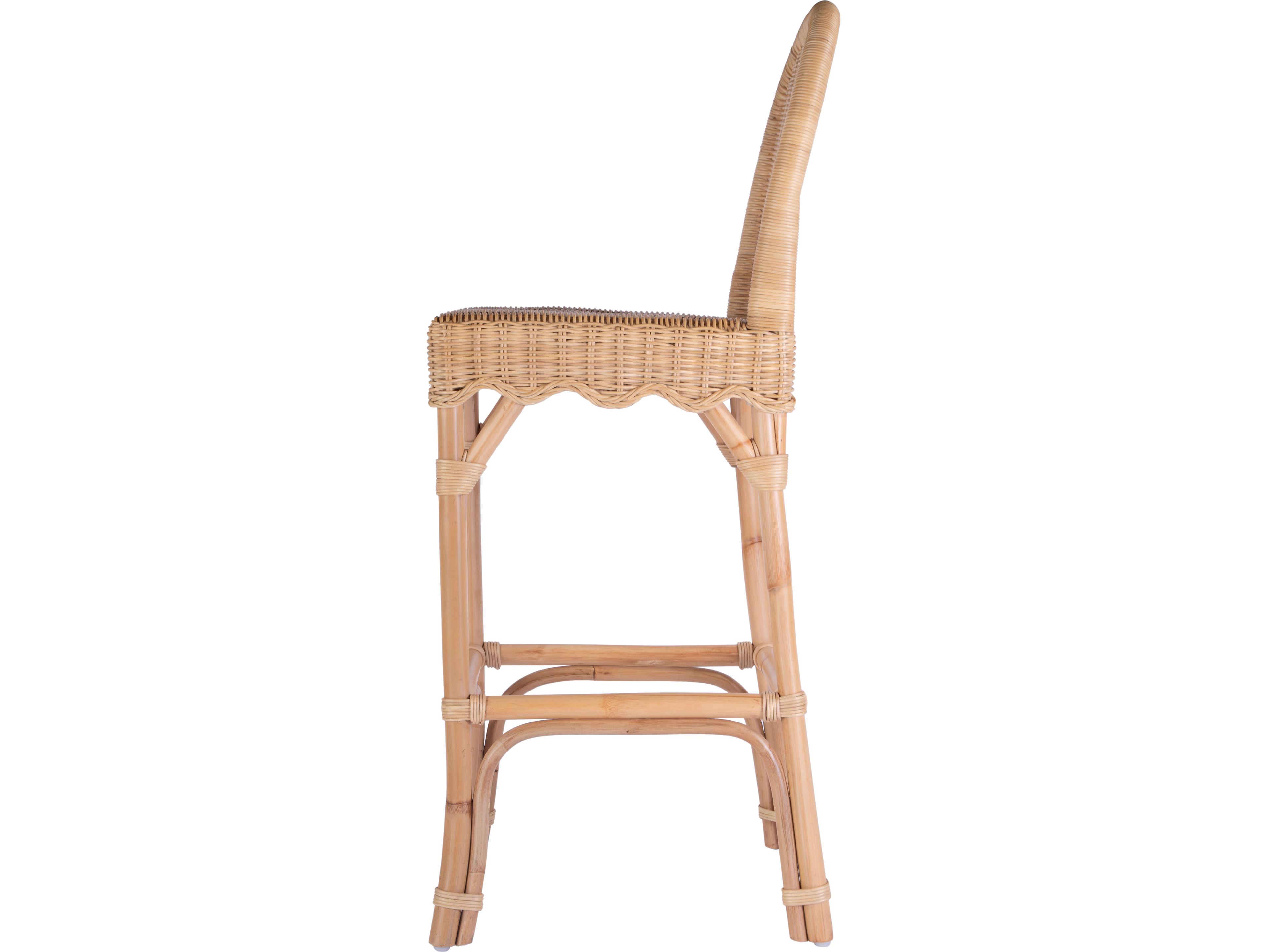 Butler Flora Natural Rattan Brown Mahogany Wood Bar Stool