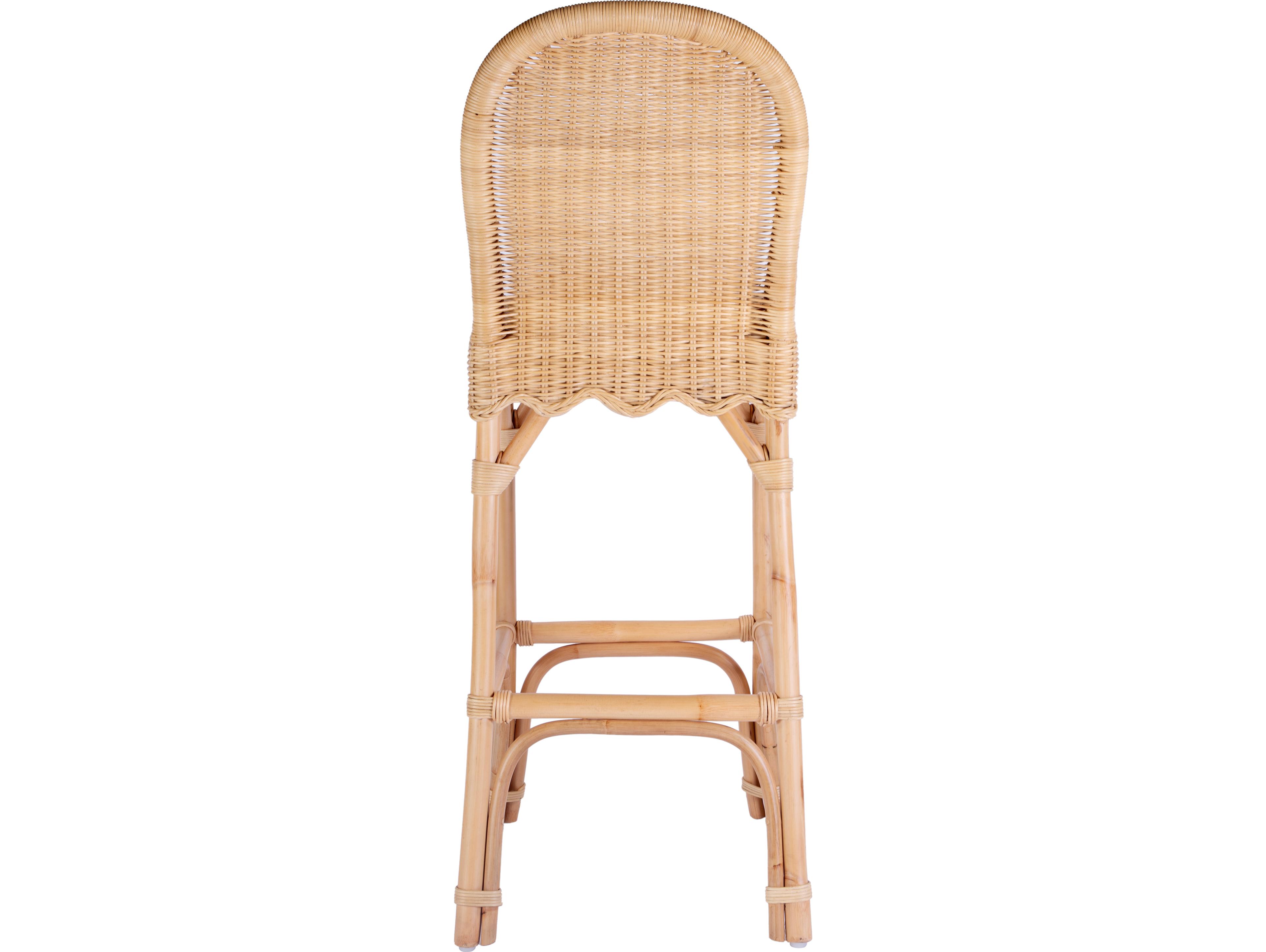 Butler Flora Natural Rattan Brown Mahogany Wood Bar Stool