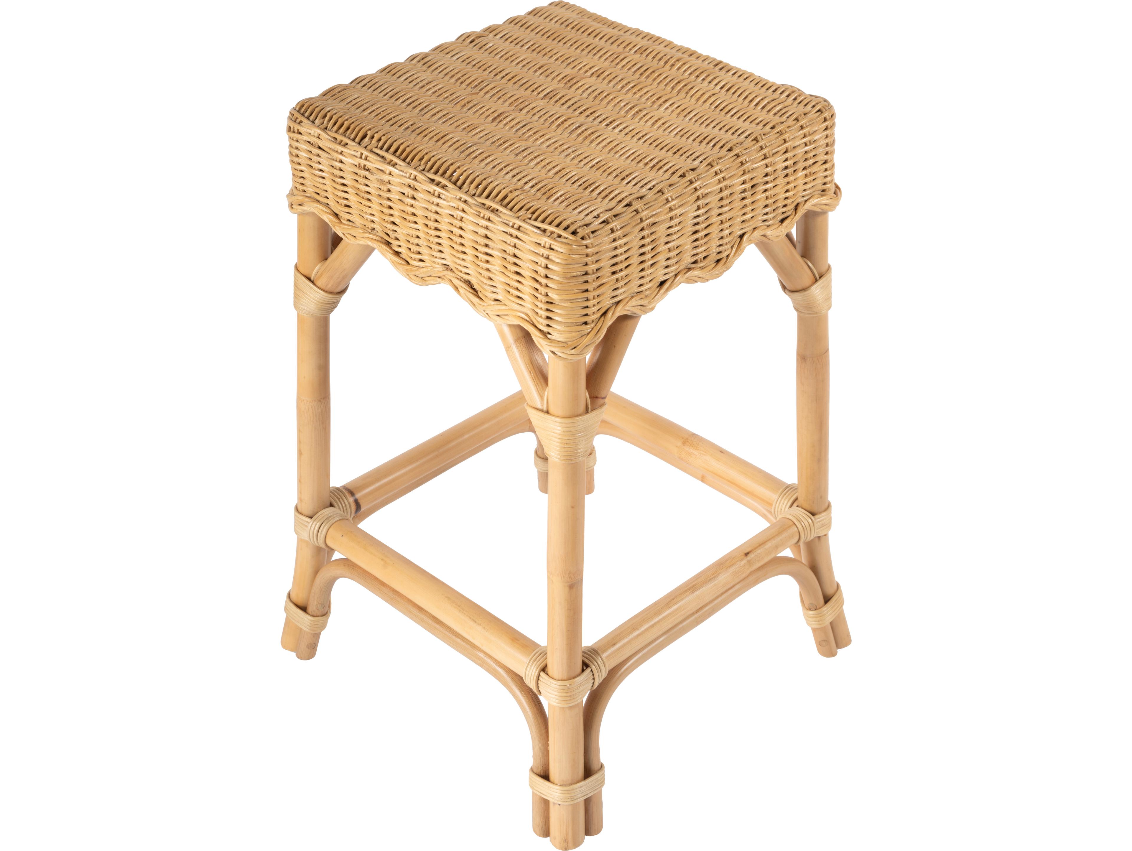 Butler Flora Natural Rattan Mahogany Wood Counter Stool